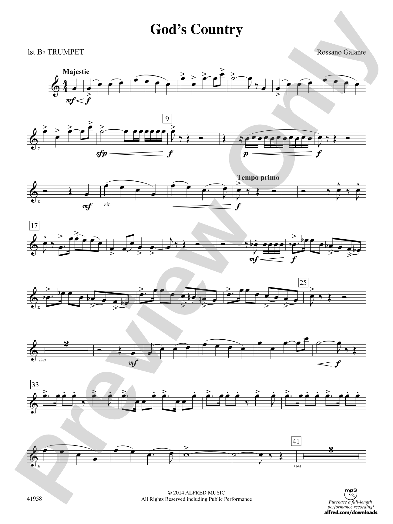 God's Country: 1st B-flat Trumpet