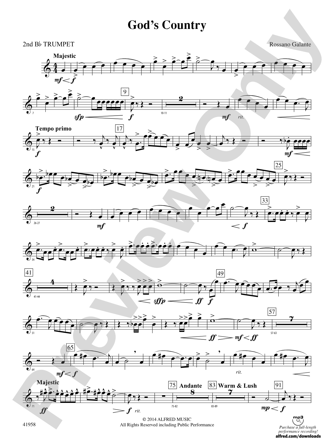 God's Country: 2nd B-flat Trumpet