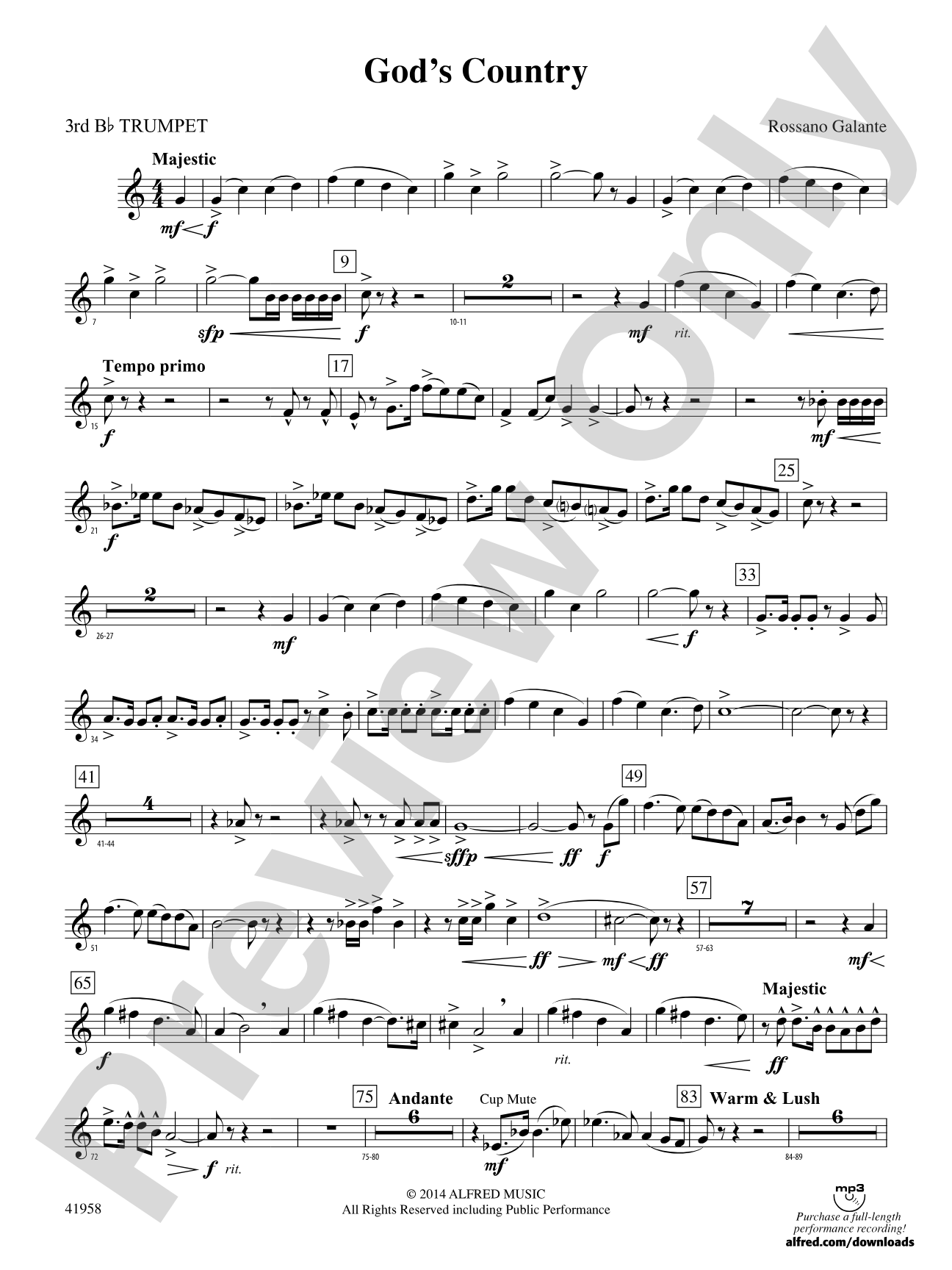 God's Country: 3rd B-flat Trumpet