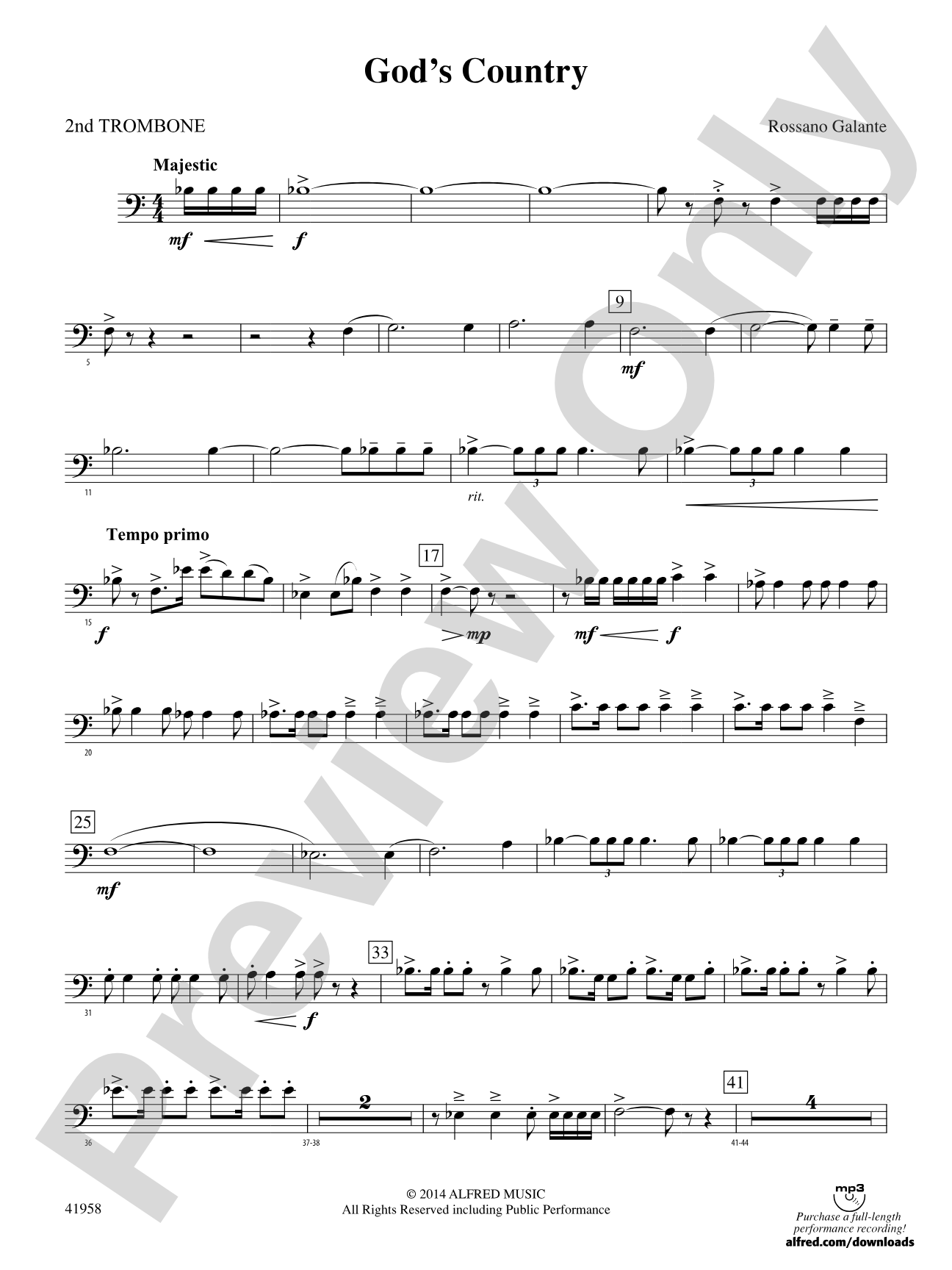 God's Country: 2nd Trombone