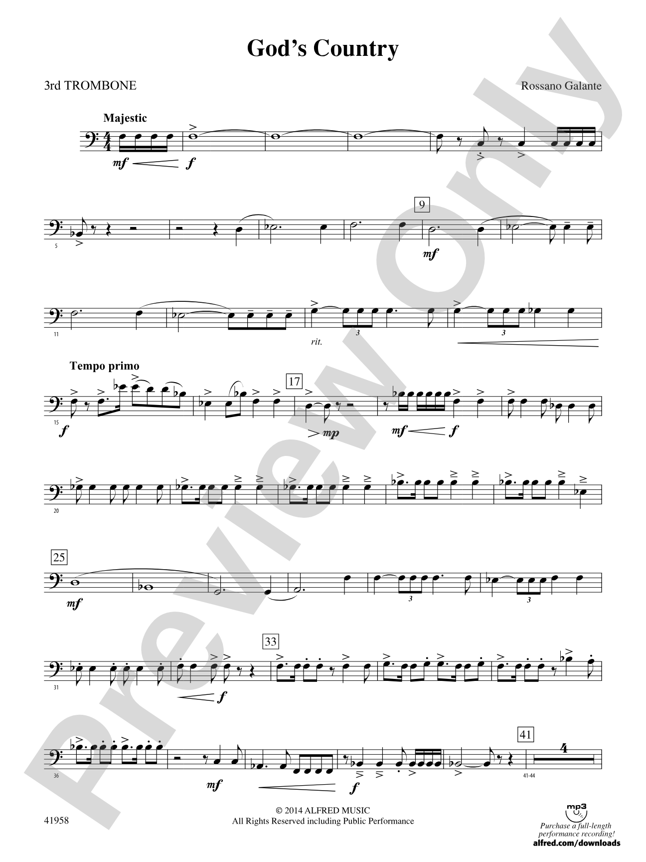 God's Country: 3rd Trombone