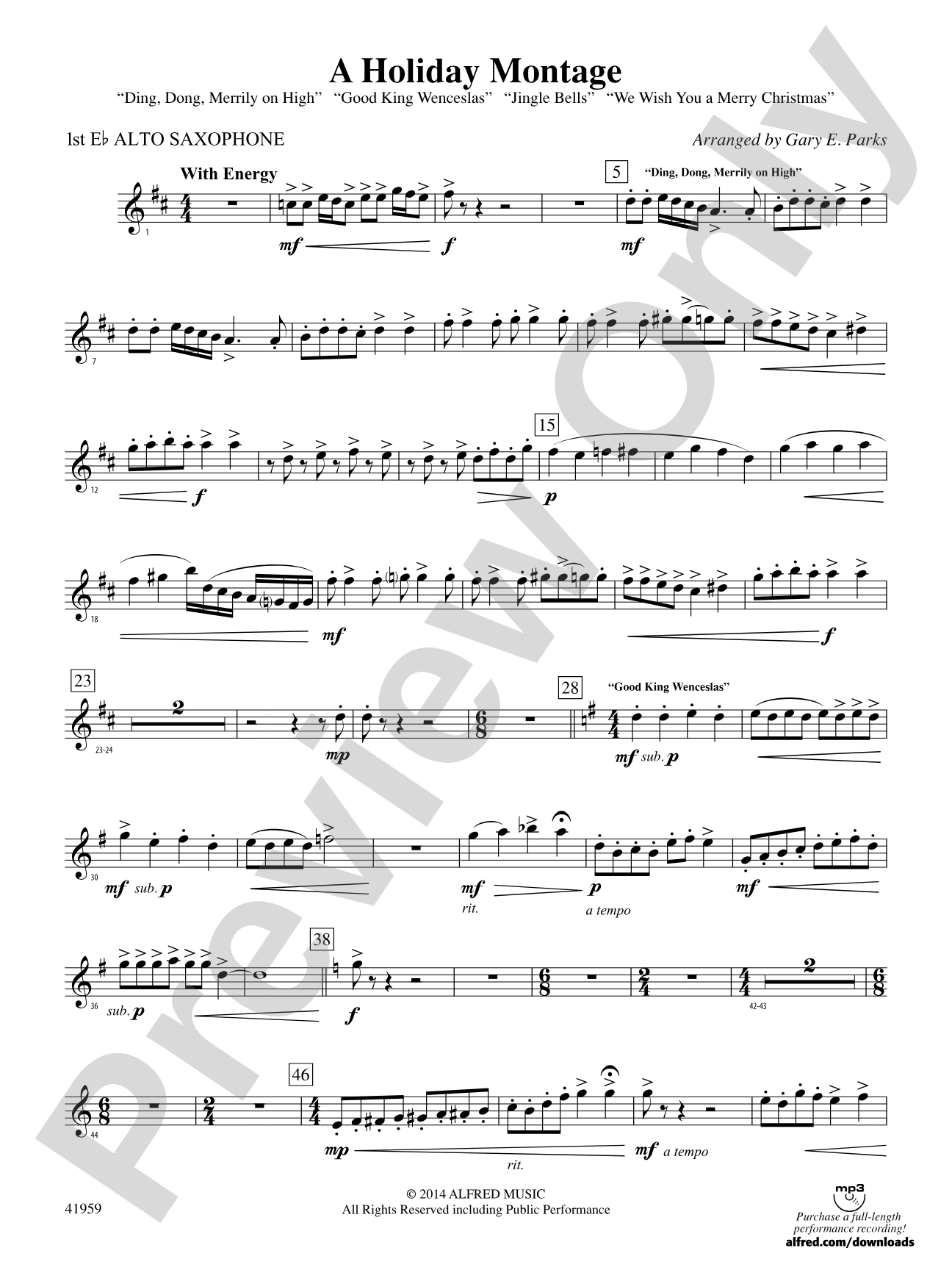 A Holiday Montage: E-flat Alto Saxophone