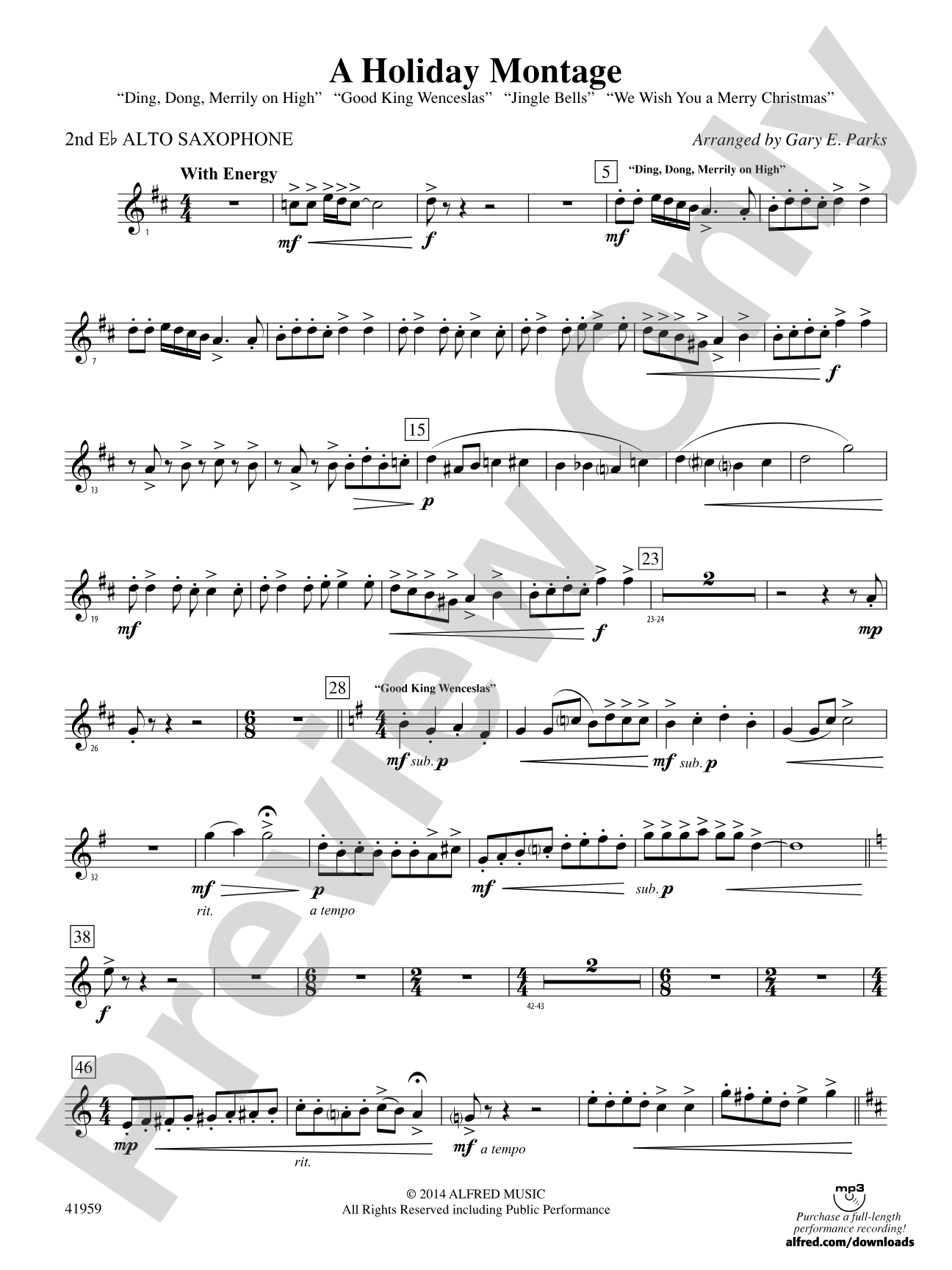 A Holiday Montage: 2nd E-flat Alto Saxophone
