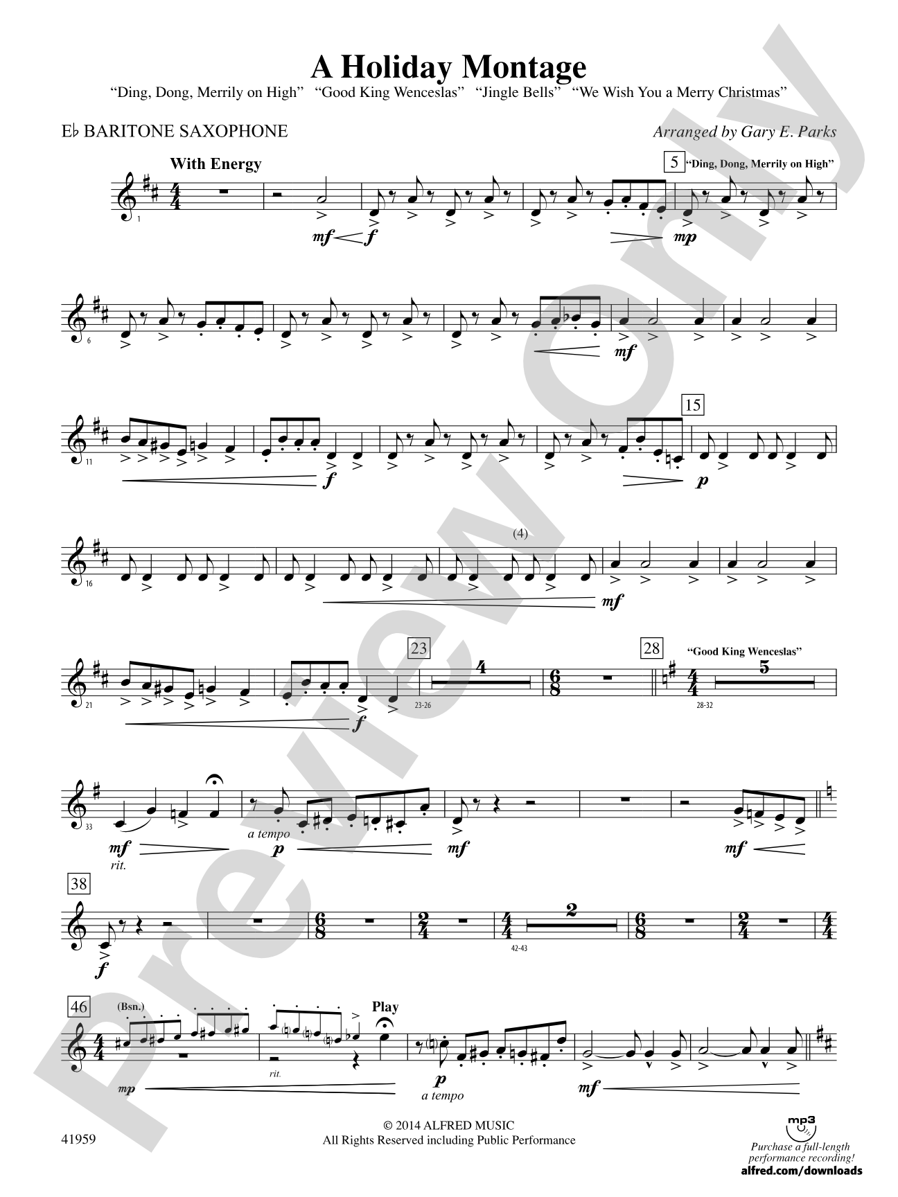 A Holiday Montage: E-flat Baritone Saxophone
