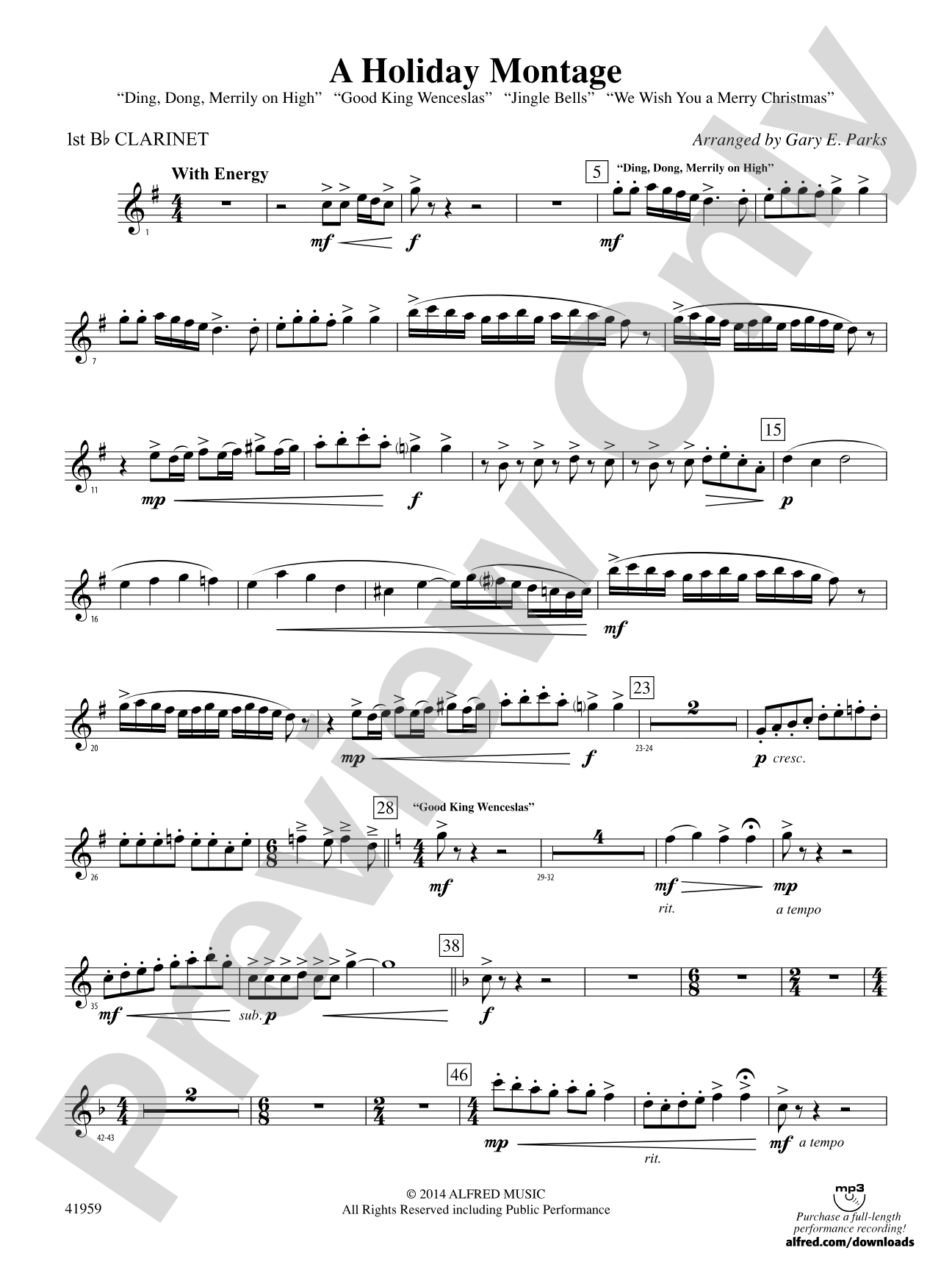 A Holiday Montage: 1st B-flat Clarinet