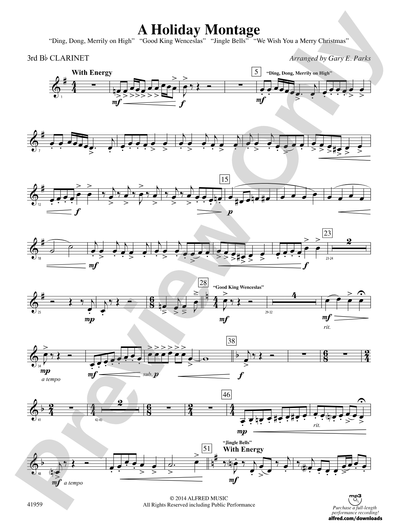 A Holiday Montage: 3rd B-flat Clarinet