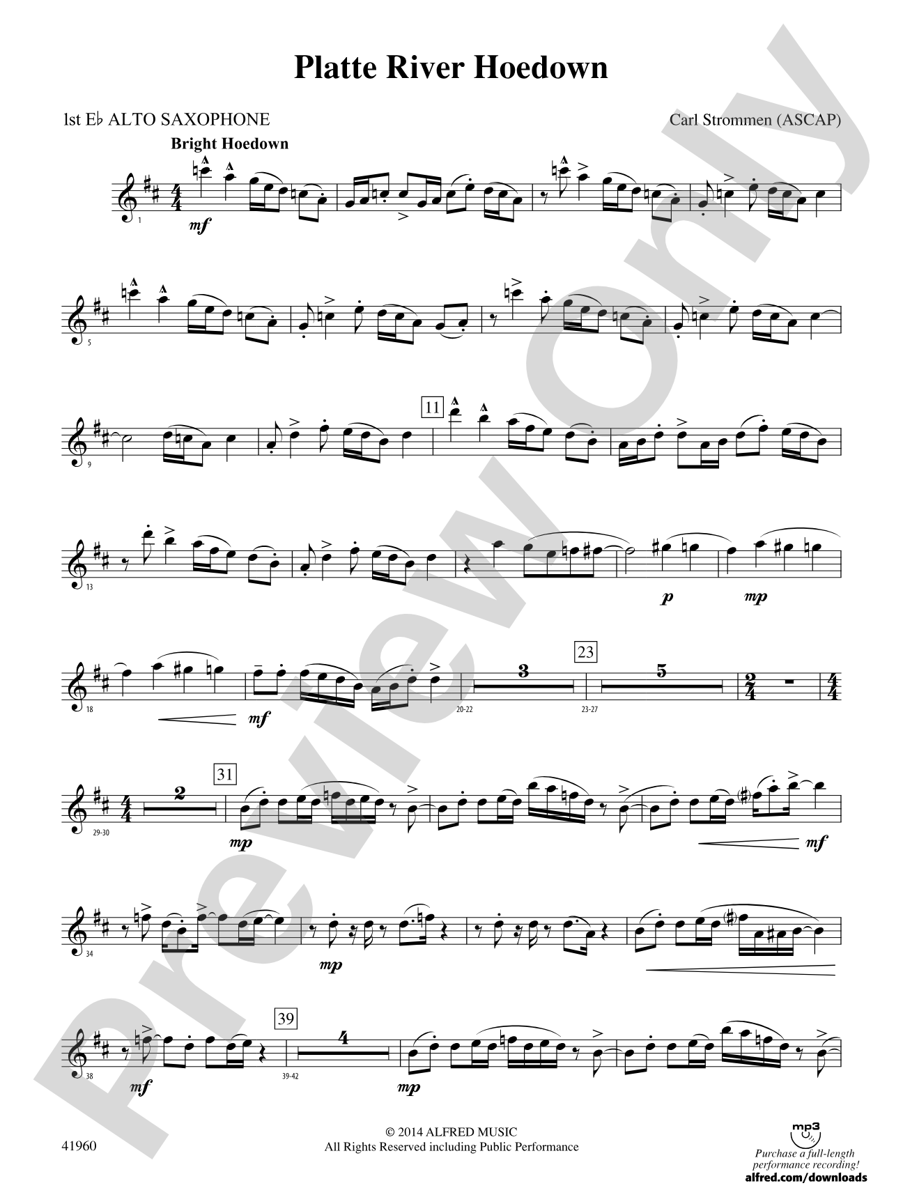 Platte River Hoedown: E-flat Alto Saxophone