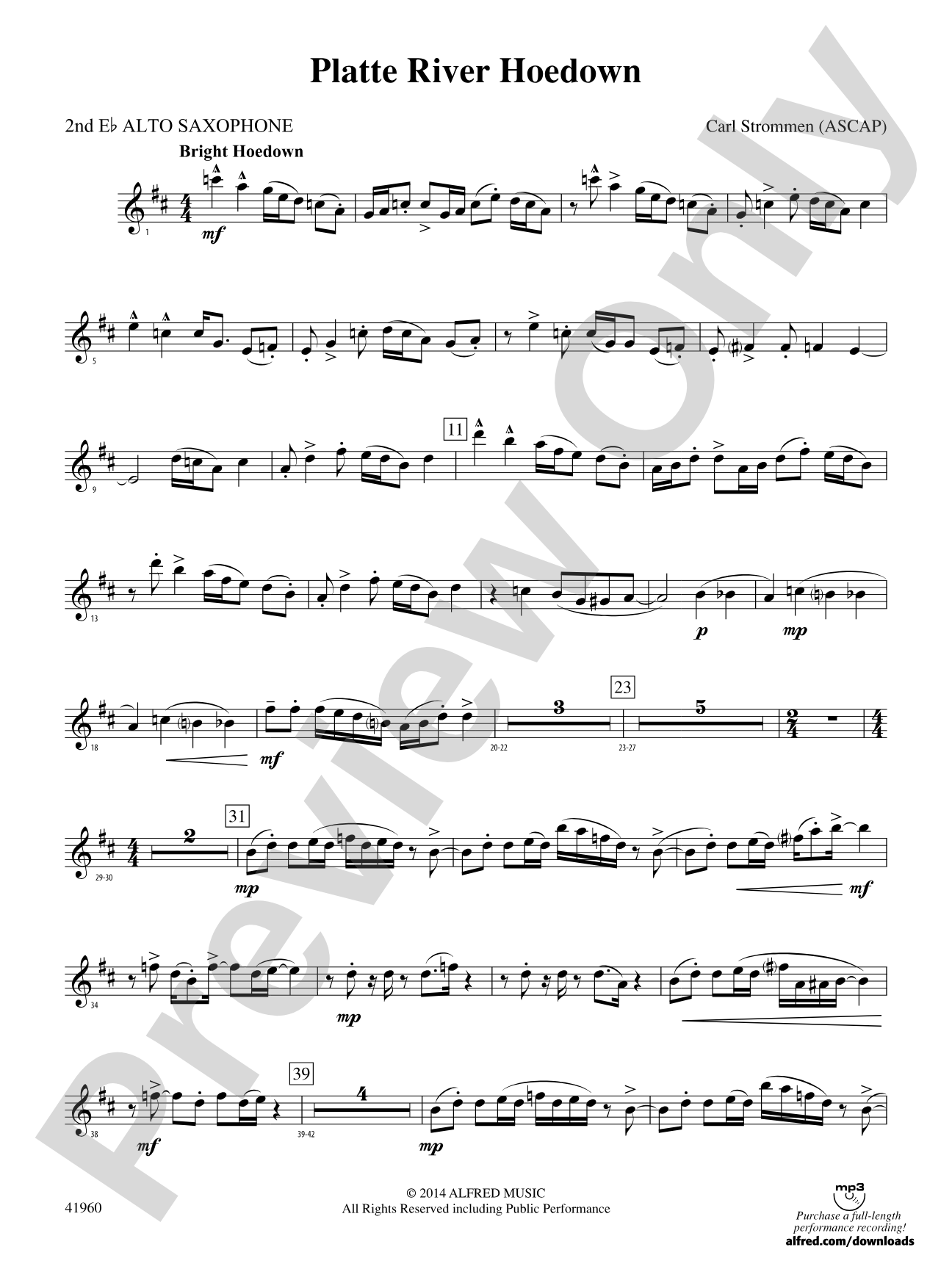 Platte River Hoedown: 2nd E-flat Alto Saxophone