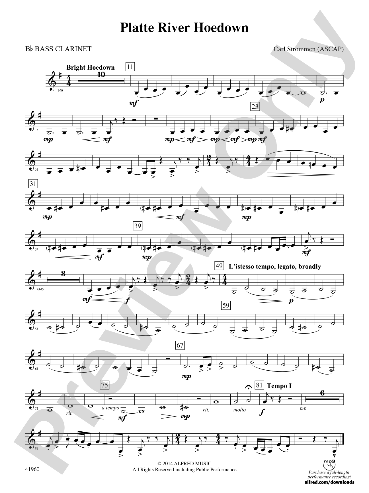 Platte River Hoedown: B-flat Bass Clarinet