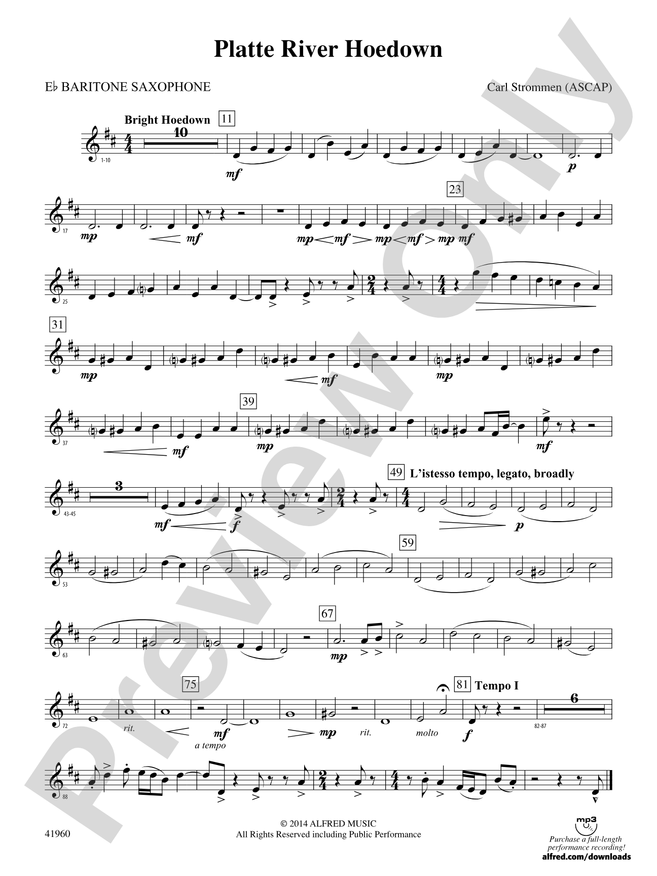 Platte River Hoedown: E-flat Baritone Saxophone