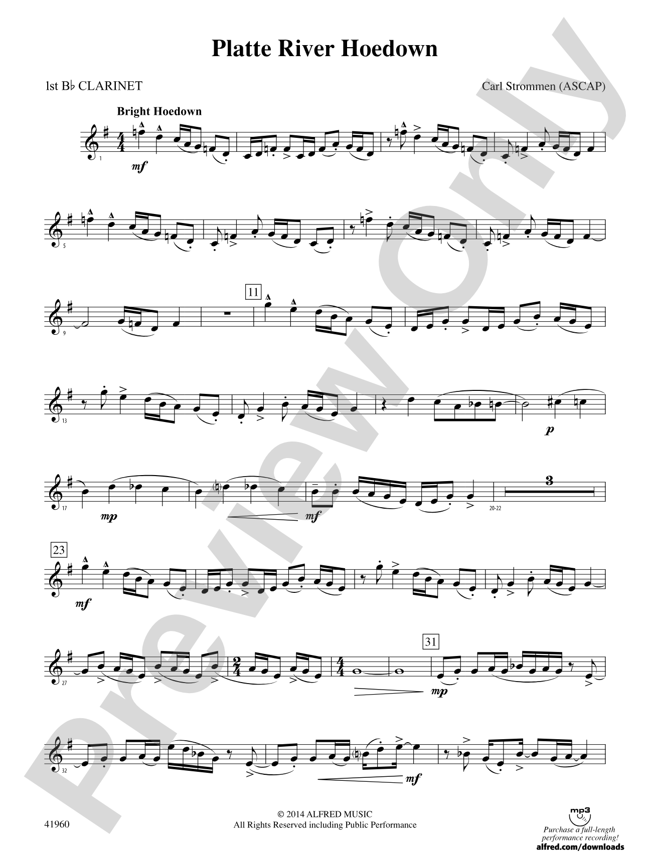 Platte River Hoedown: 1st B-flat Clarinet