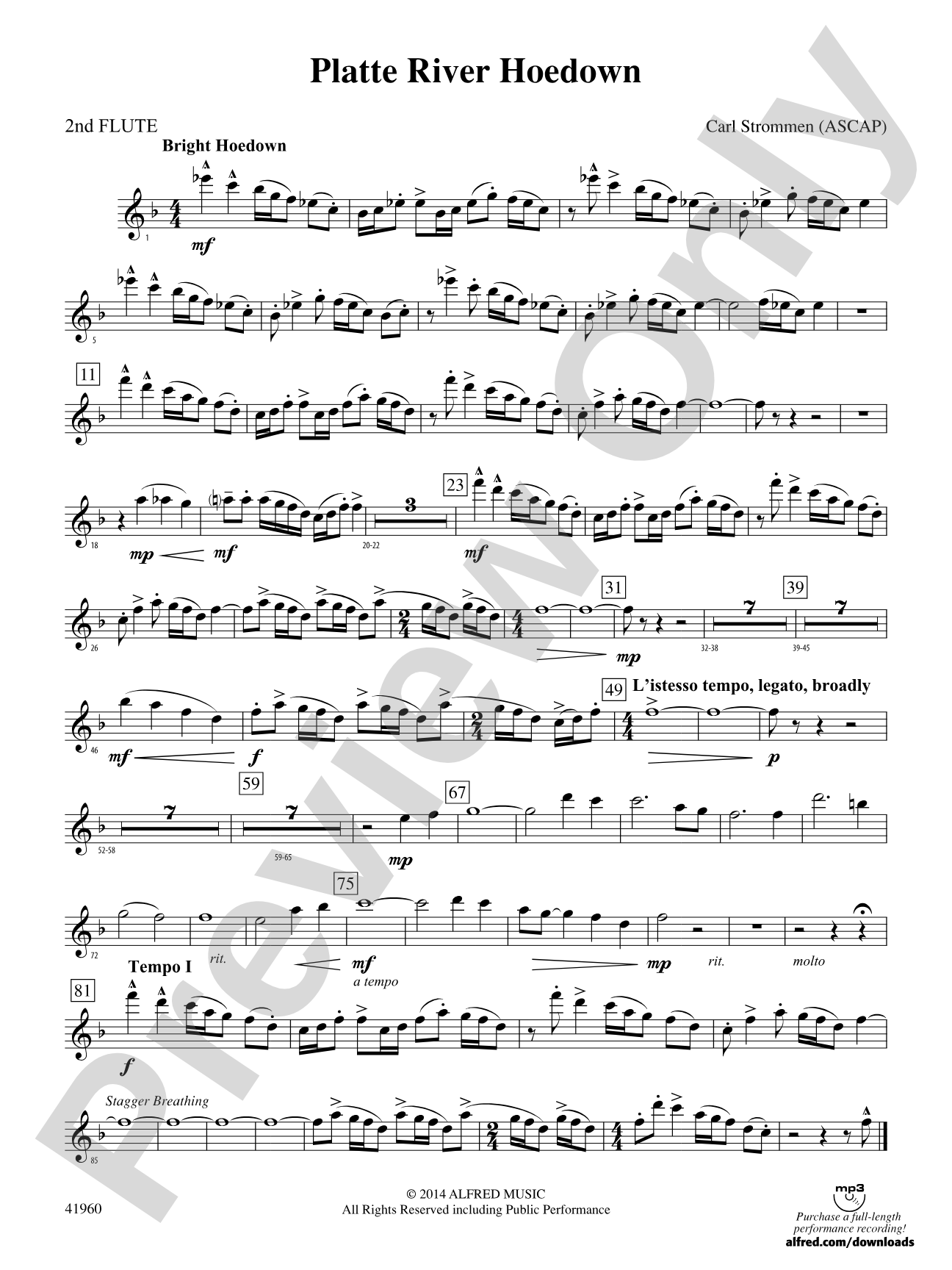 Platte River Hoedown: 2nd Flute