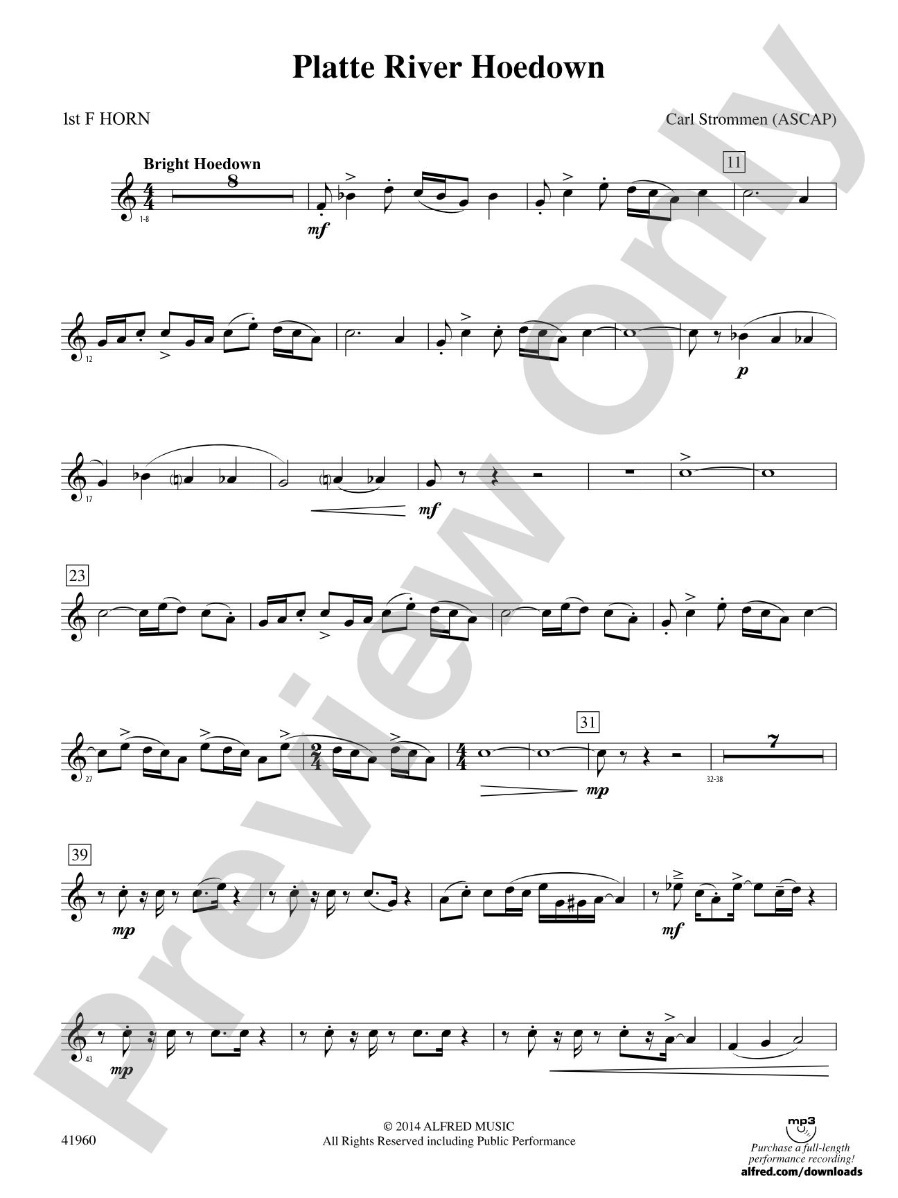 Platte River Hoedown: 1st F Horn
