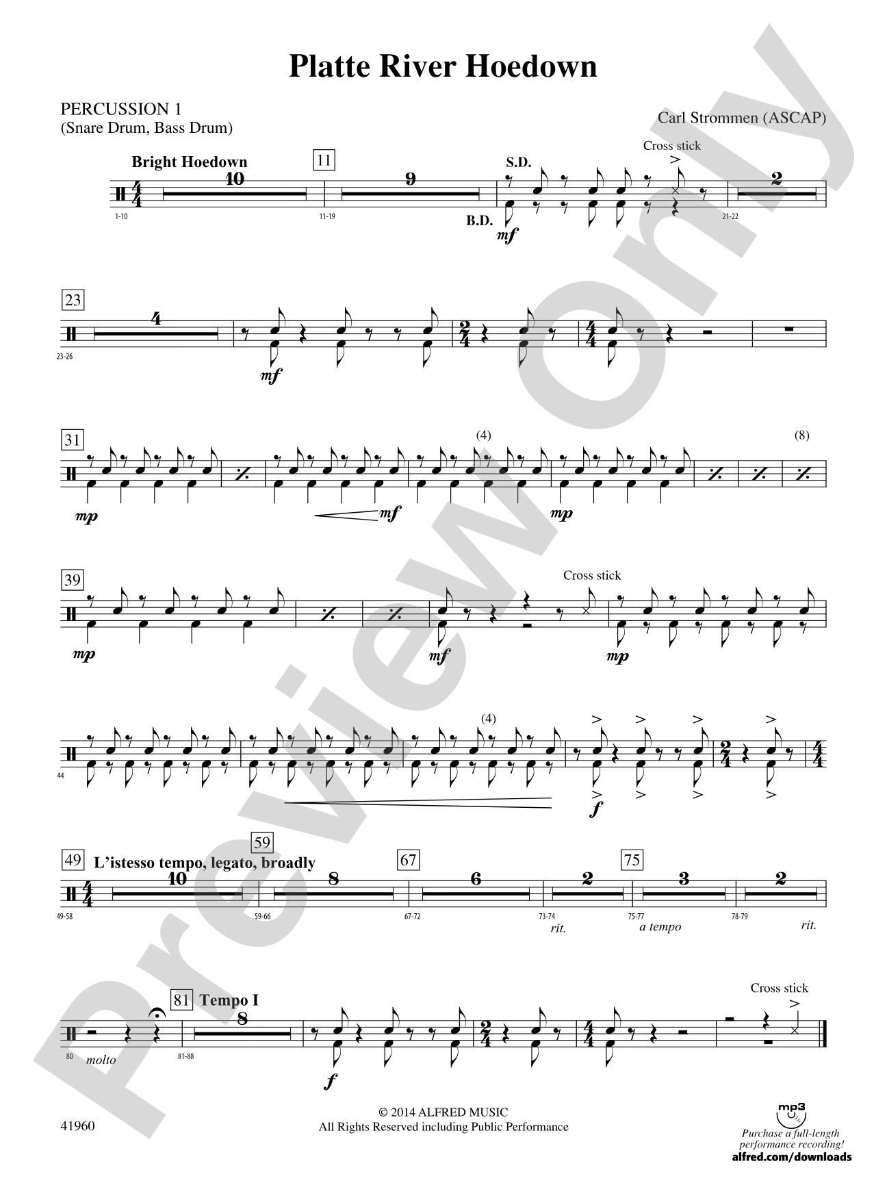 Platte River Hoedown: 1st Percussion