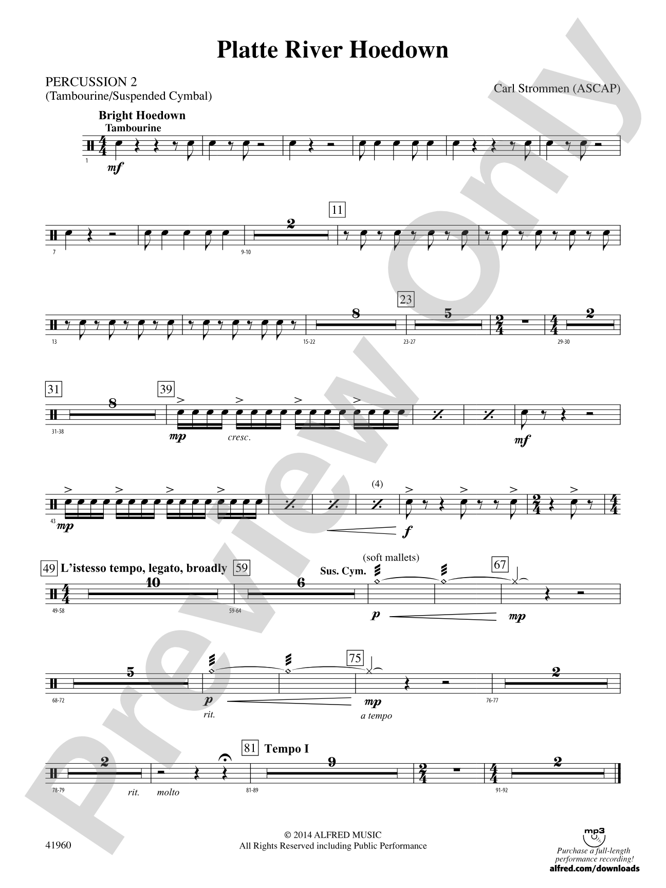 Platte River Hoedown: 2nd Percussion