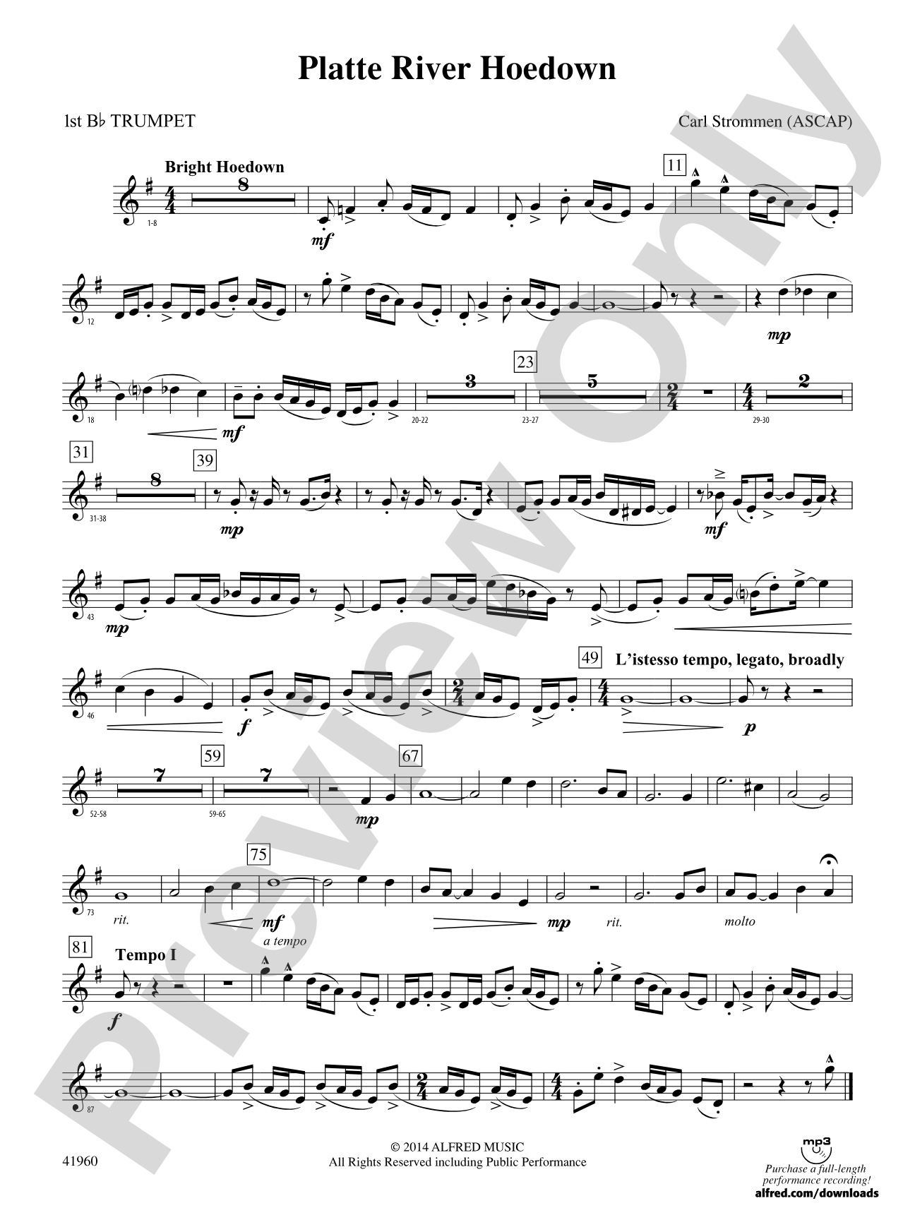 Platte River Hoedown: 1st B-flat Trumpet
