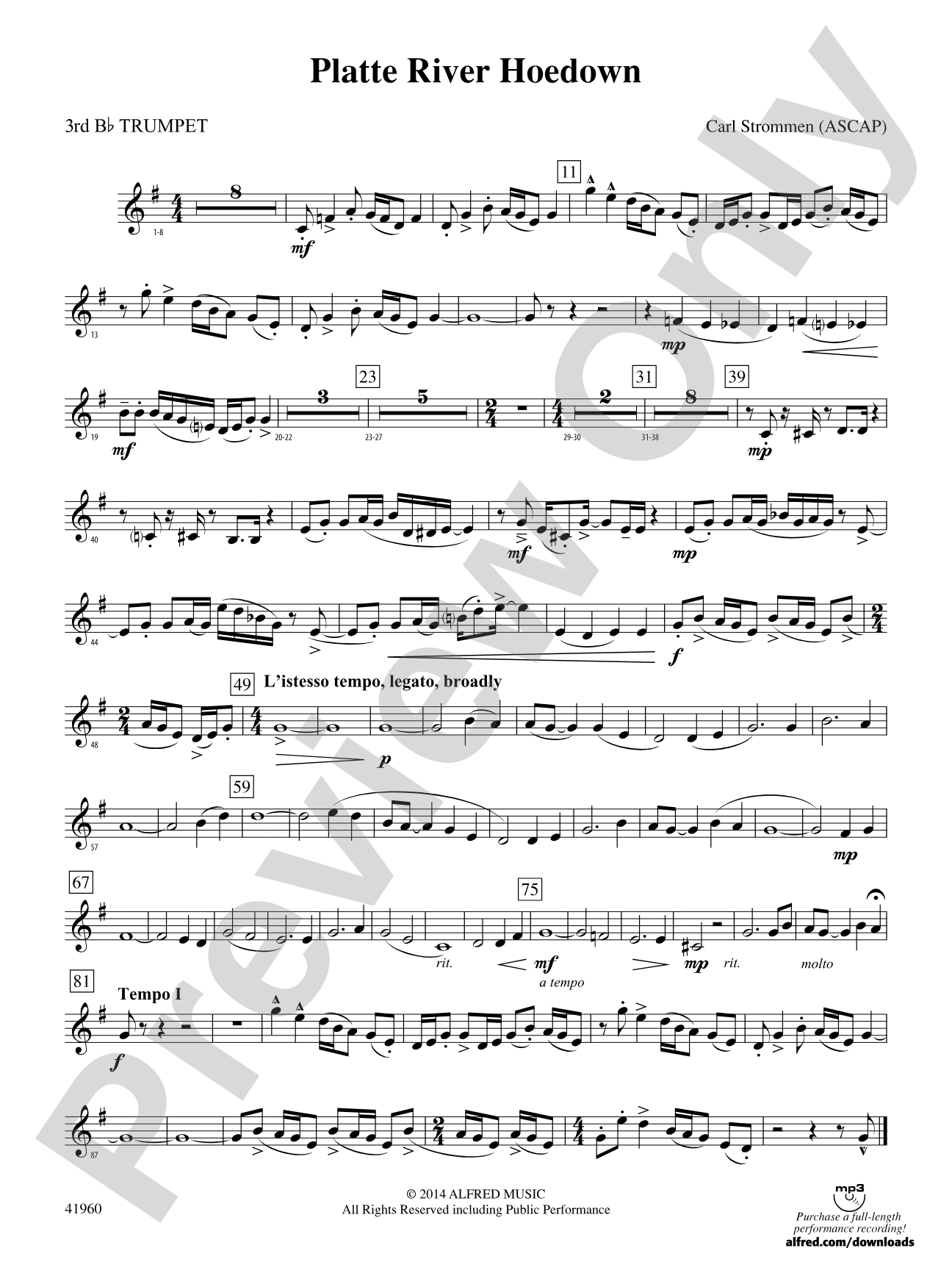 Platte River Hoedown: 3rd B-flat Trumpet
