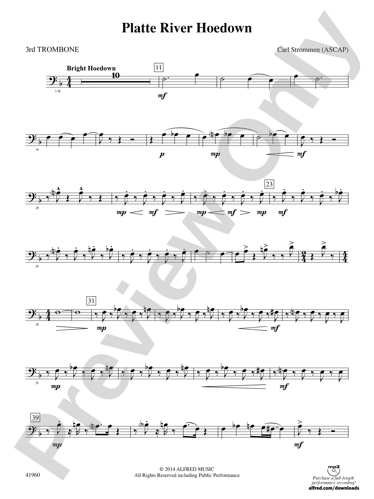 Platte River Hoedown: 3rd Trombone