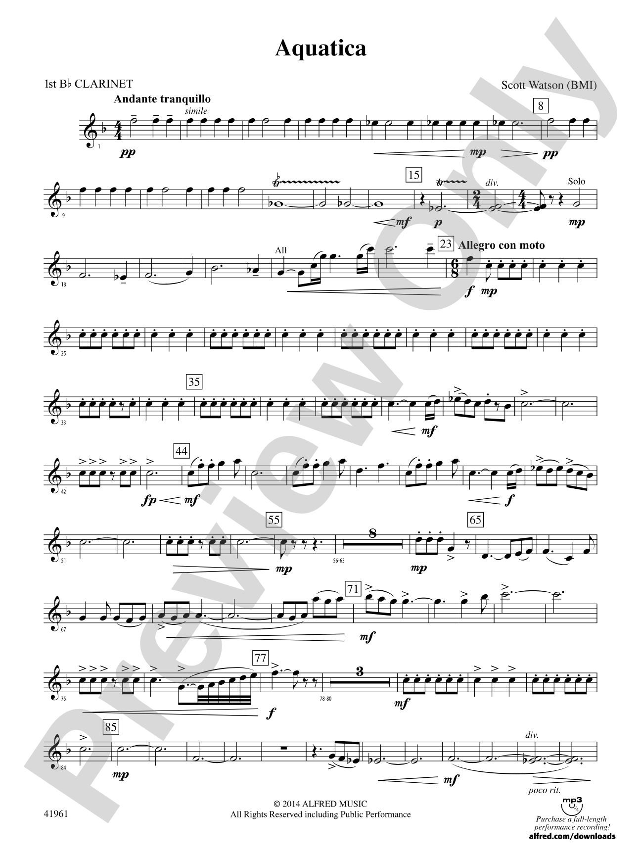 Aquatica: 1st B-flat Clarinet