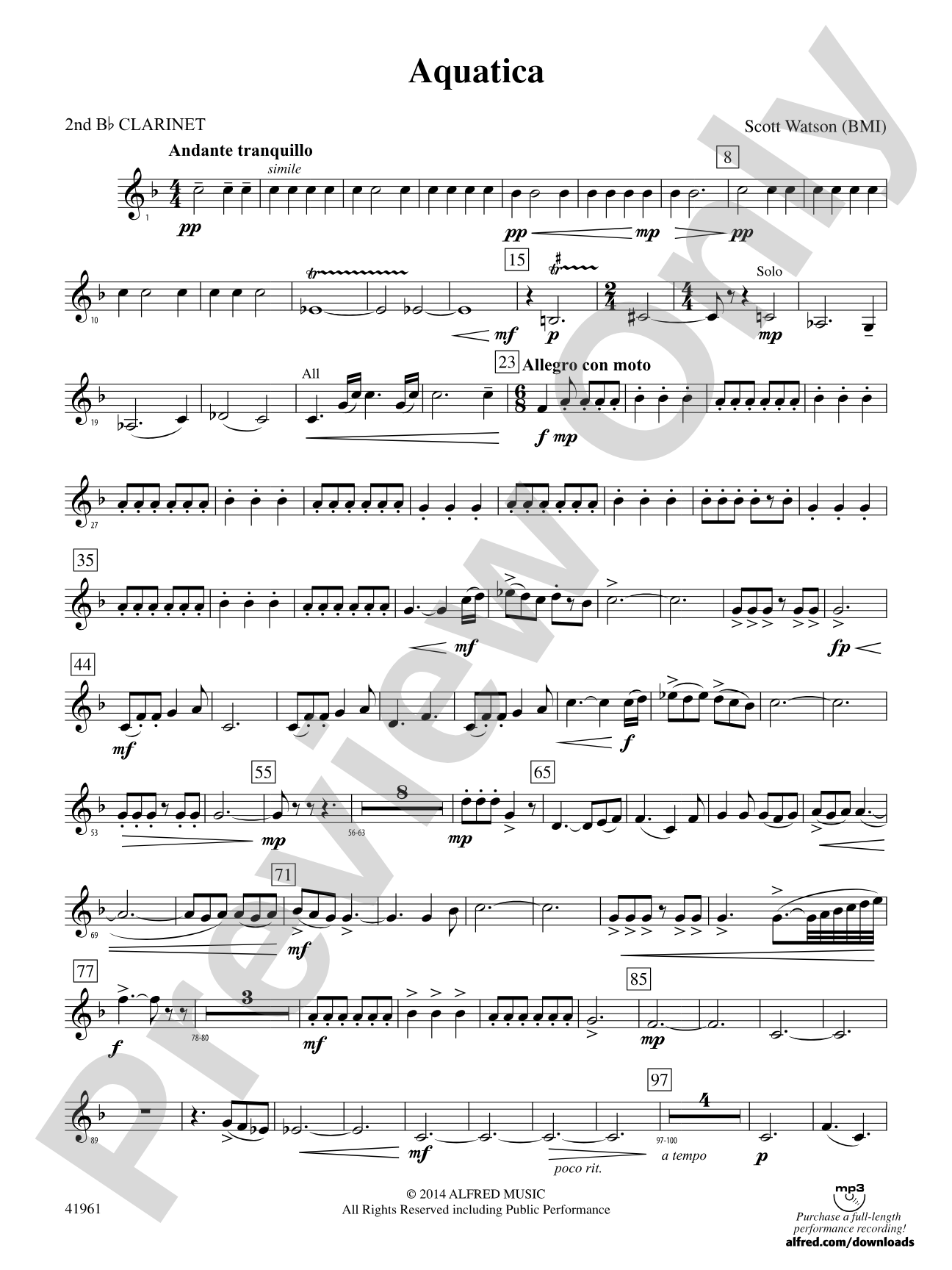 Aquatica: 2nd B-flat Clarinet