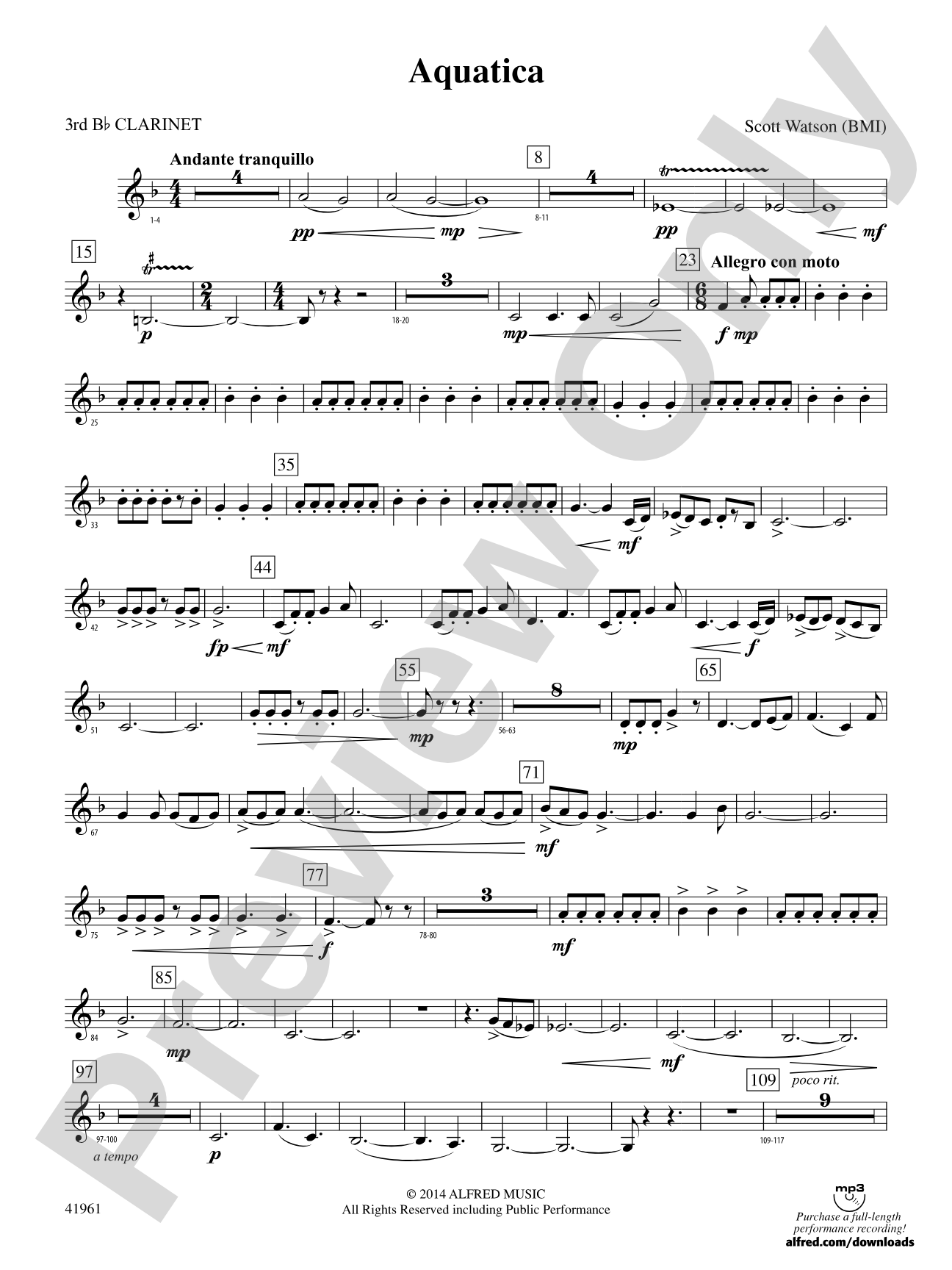 Aquatica: 3rd B-flat Clarinet