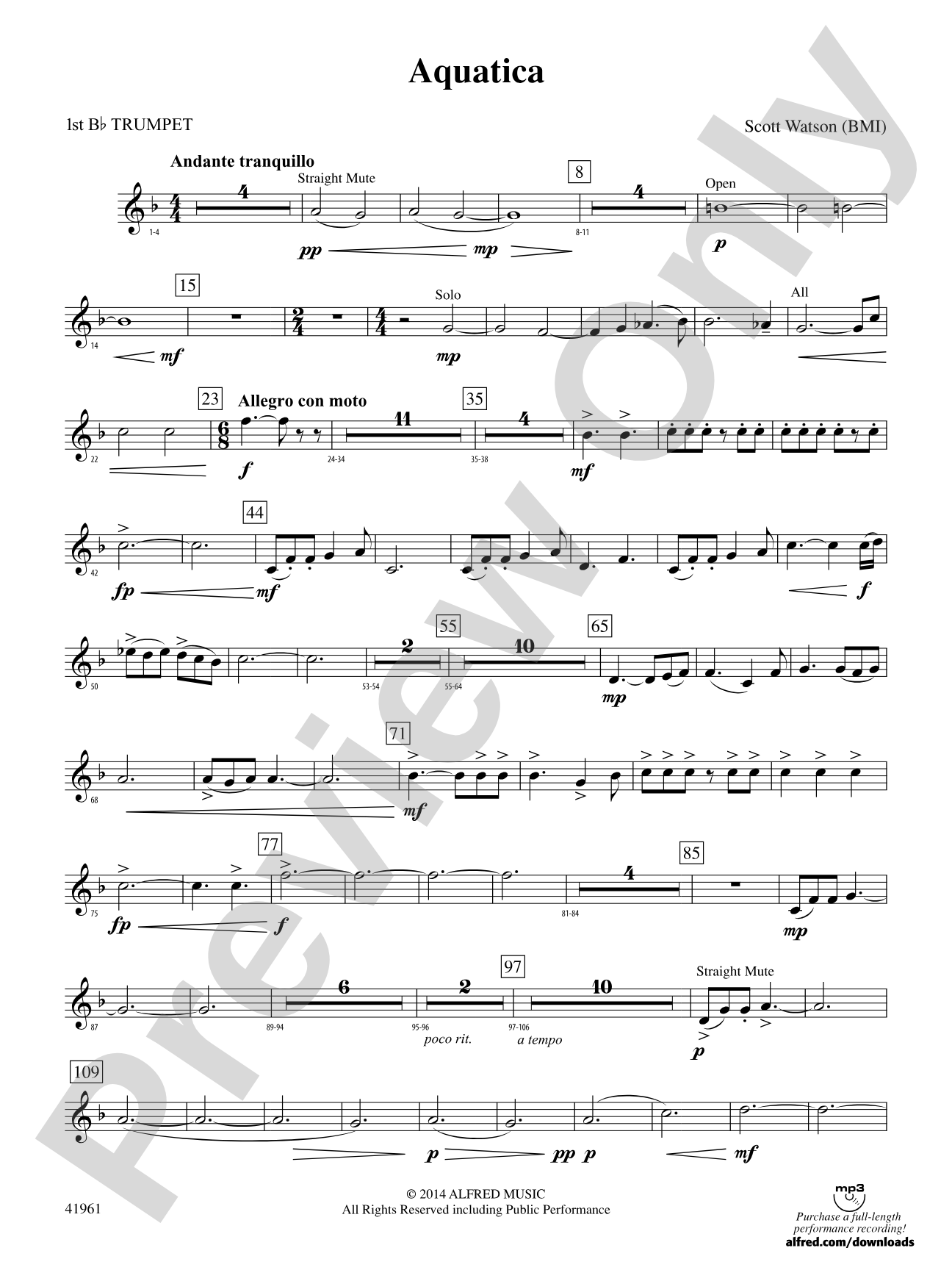 Aquatica: 1st B-flat Trumpet