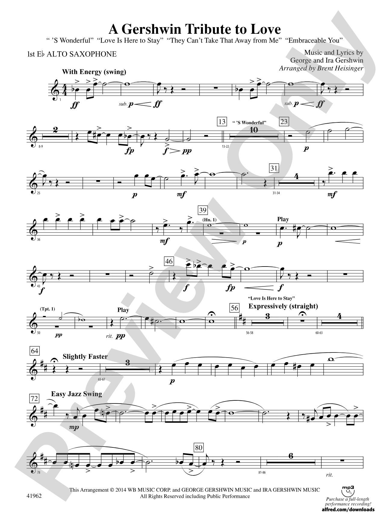 A Gershwin Tribute to Love: E-flat Alto Saxophone