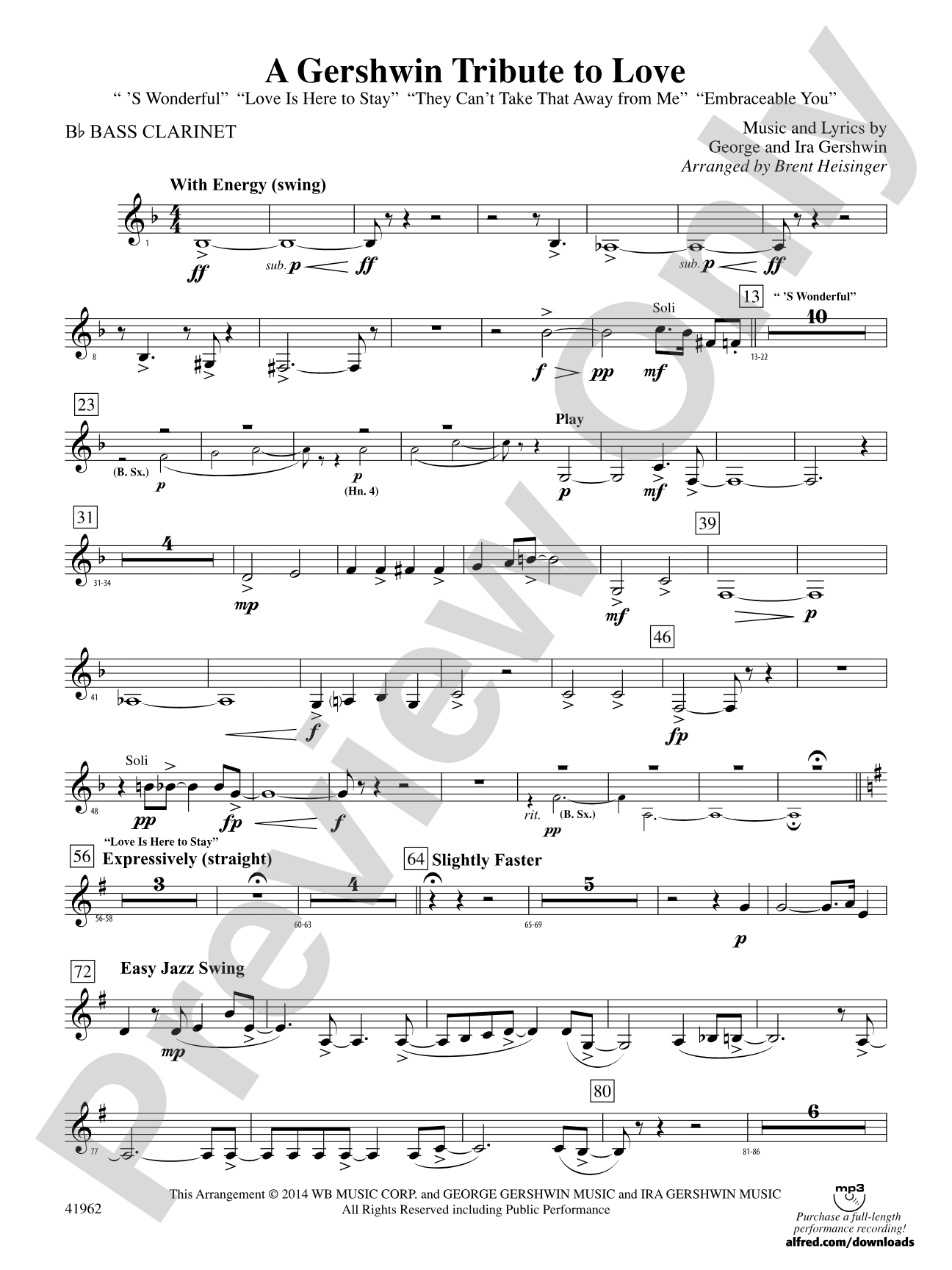 A Gershwin Tribute to Love: B-flat Bass Clarinet