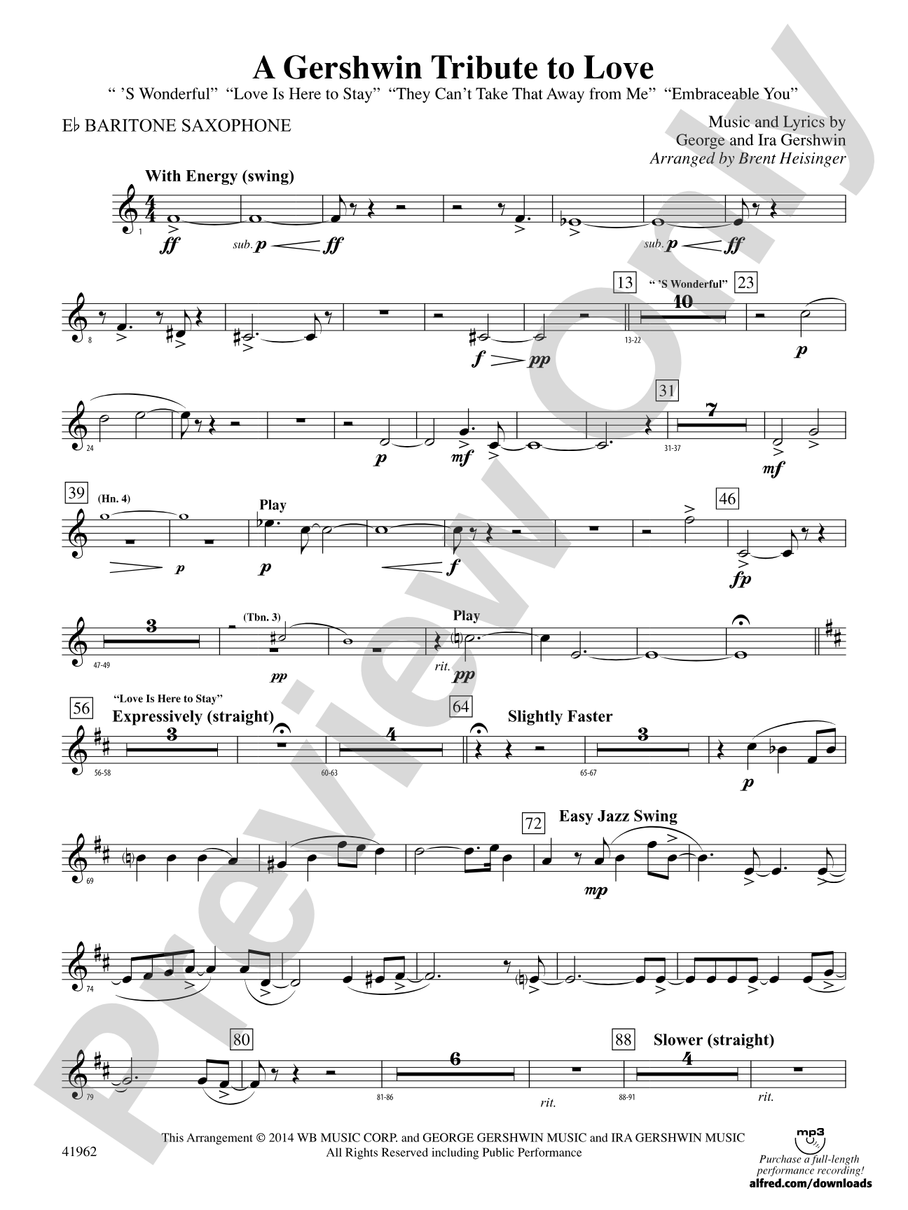 A Gershwin Tribute to Love: E-flat Baritone Saxophone
