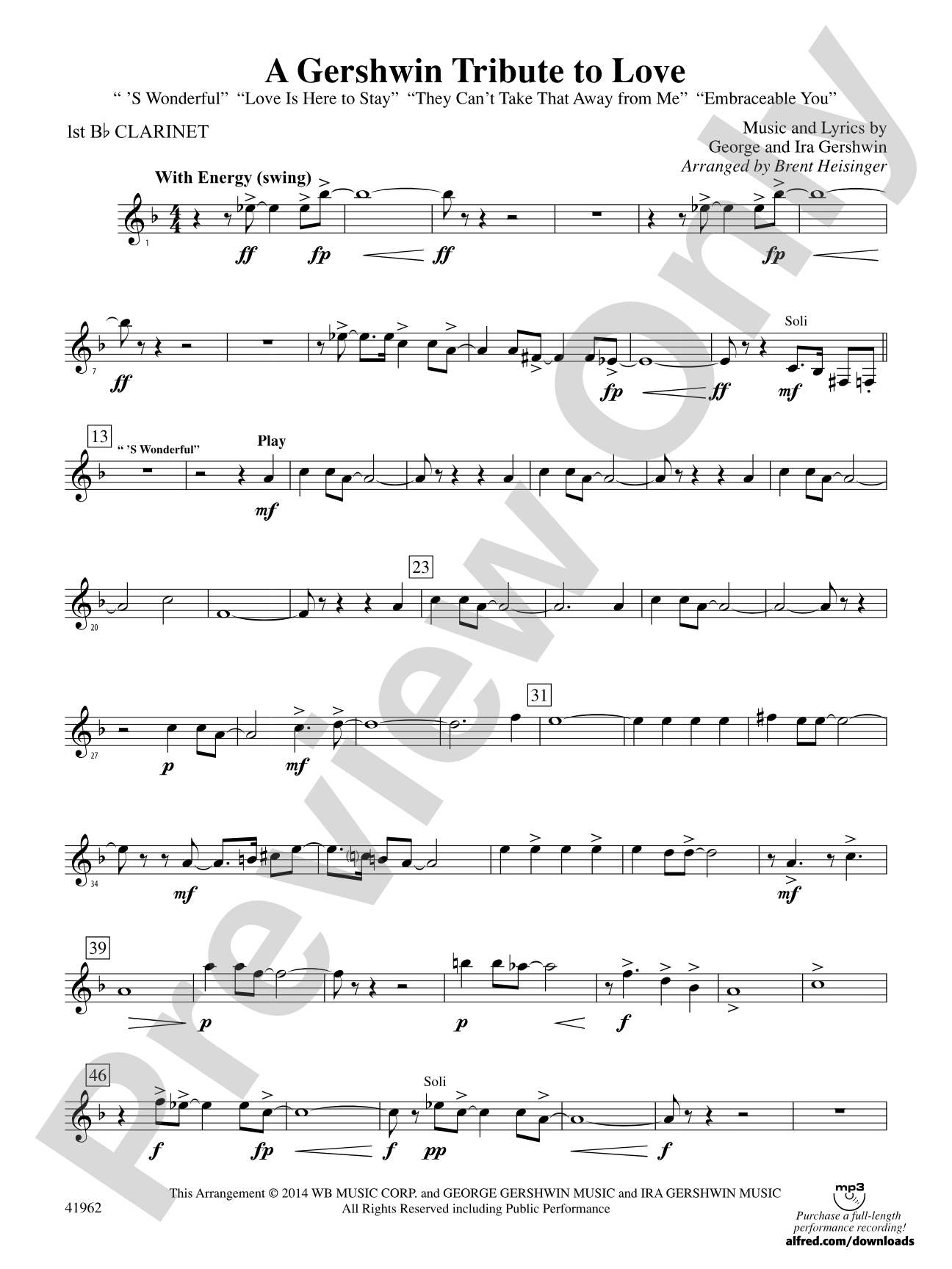 A Gershwin Tribute to Love: 1st B-flat Clarinet