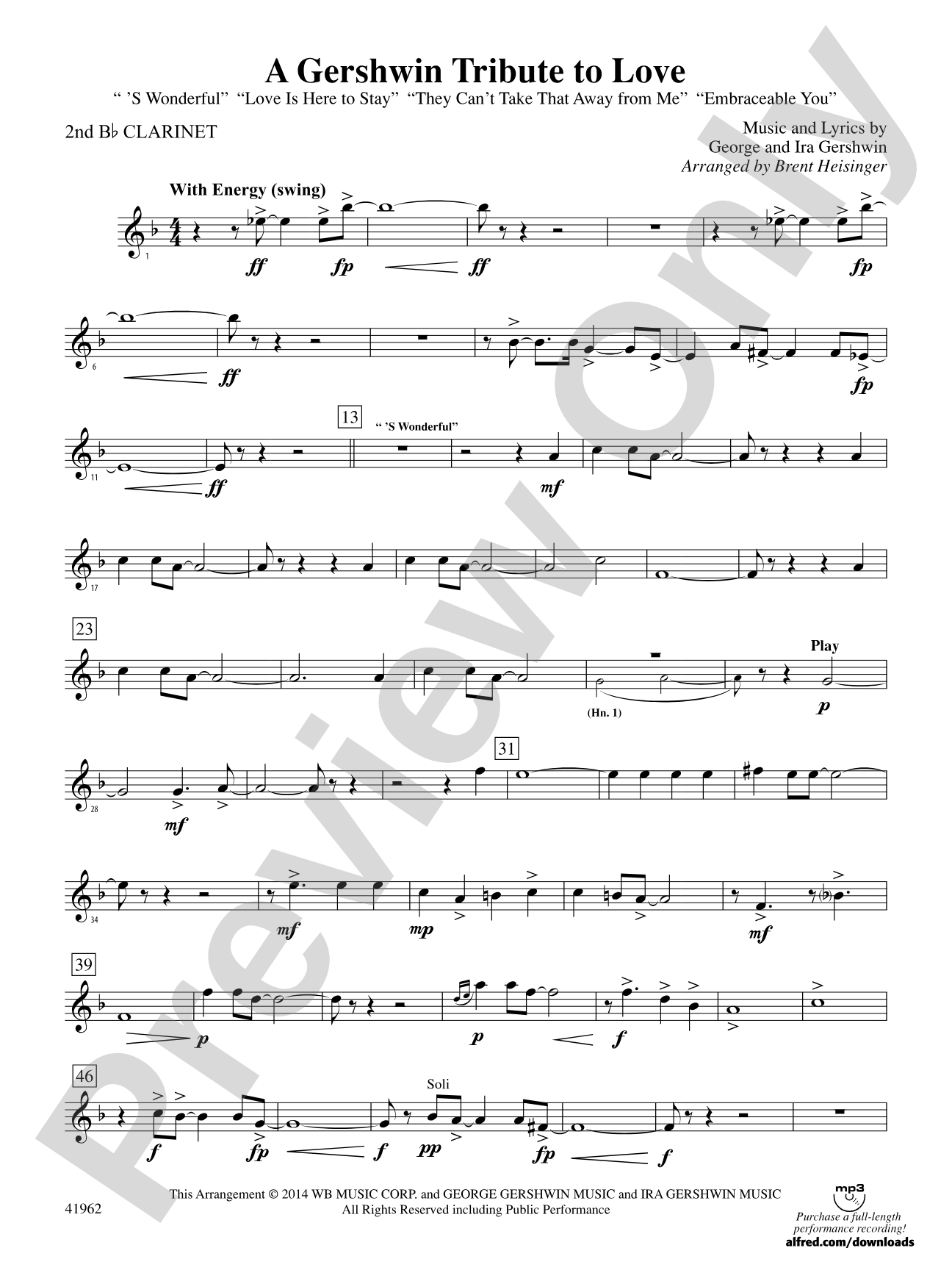 A Gershwin Tribute to Love: 2nd B-flat Clarinet