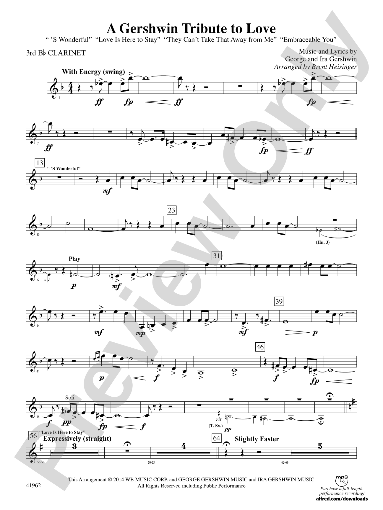 A Gershwin Tribute to Love: 3rd B-flat Clarinet