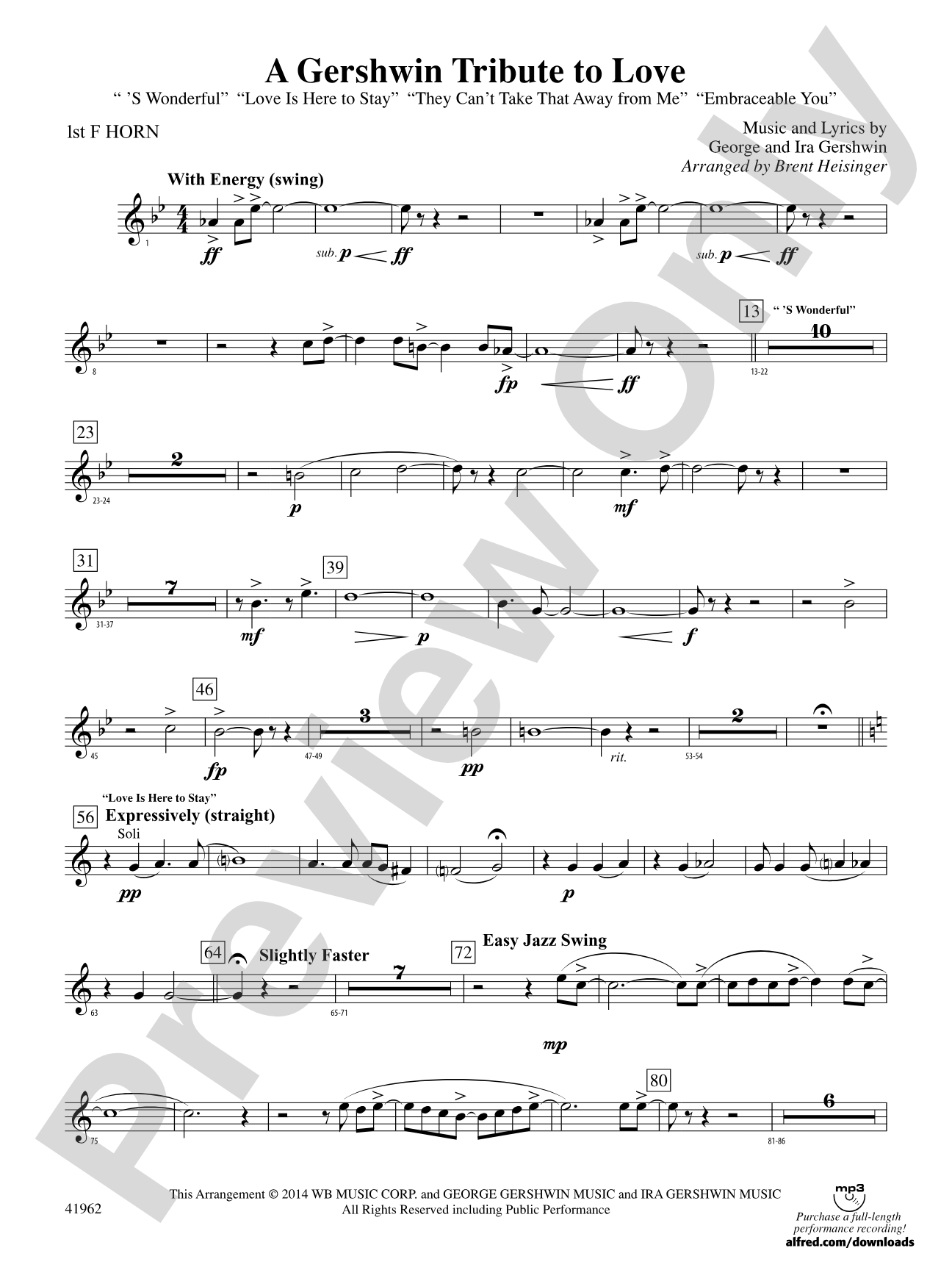 A Gershwin Tribute to Love: 1st F Horn