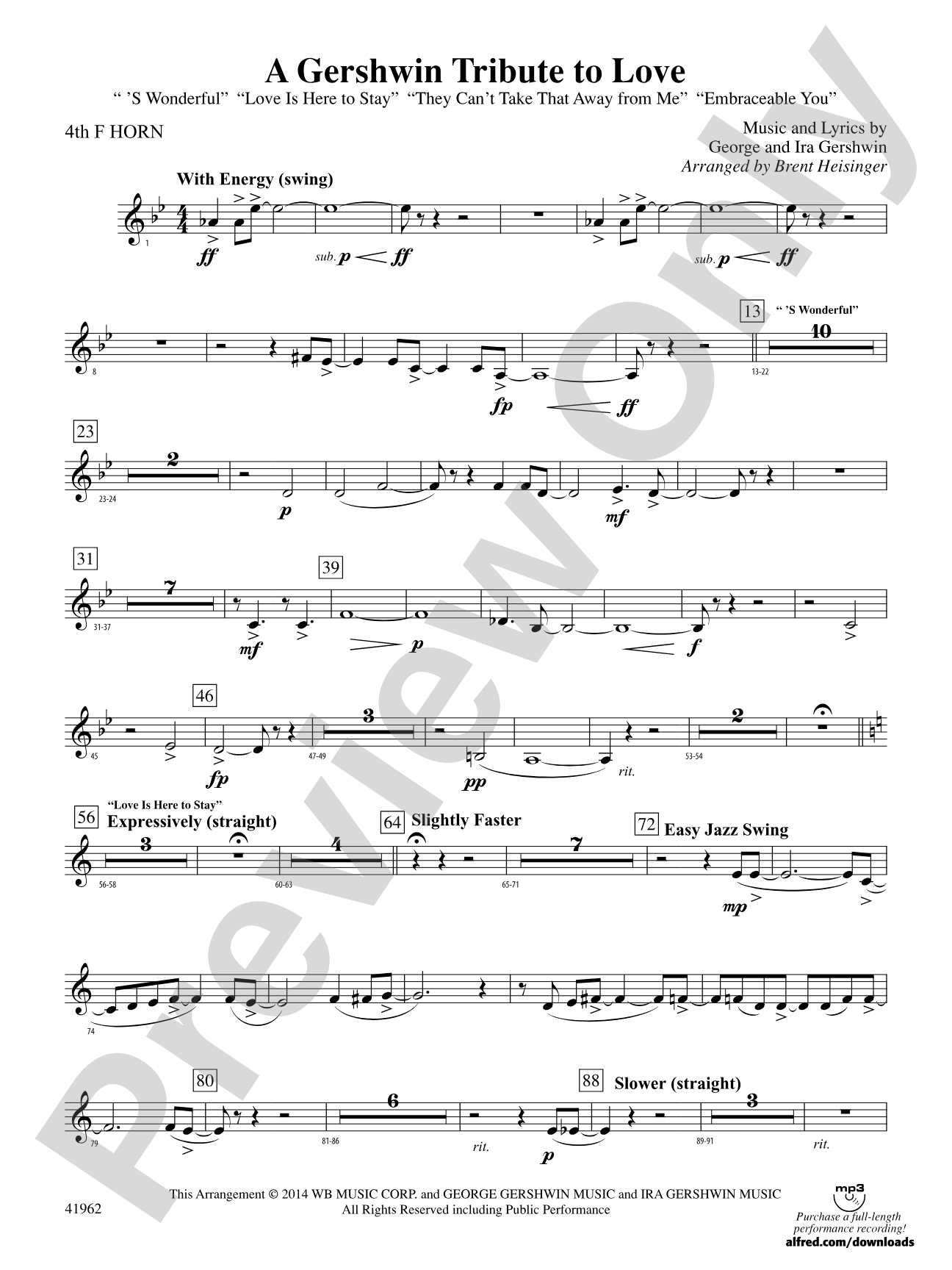 A Gershwin Tribute to Love: 4th F Horn