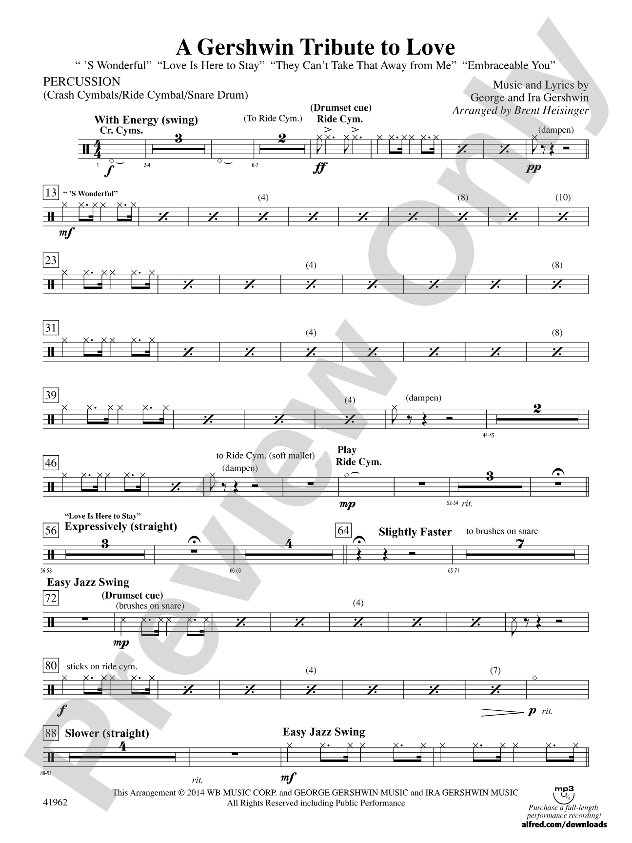 A Gershwin Tribute to Love: 1st Percussion