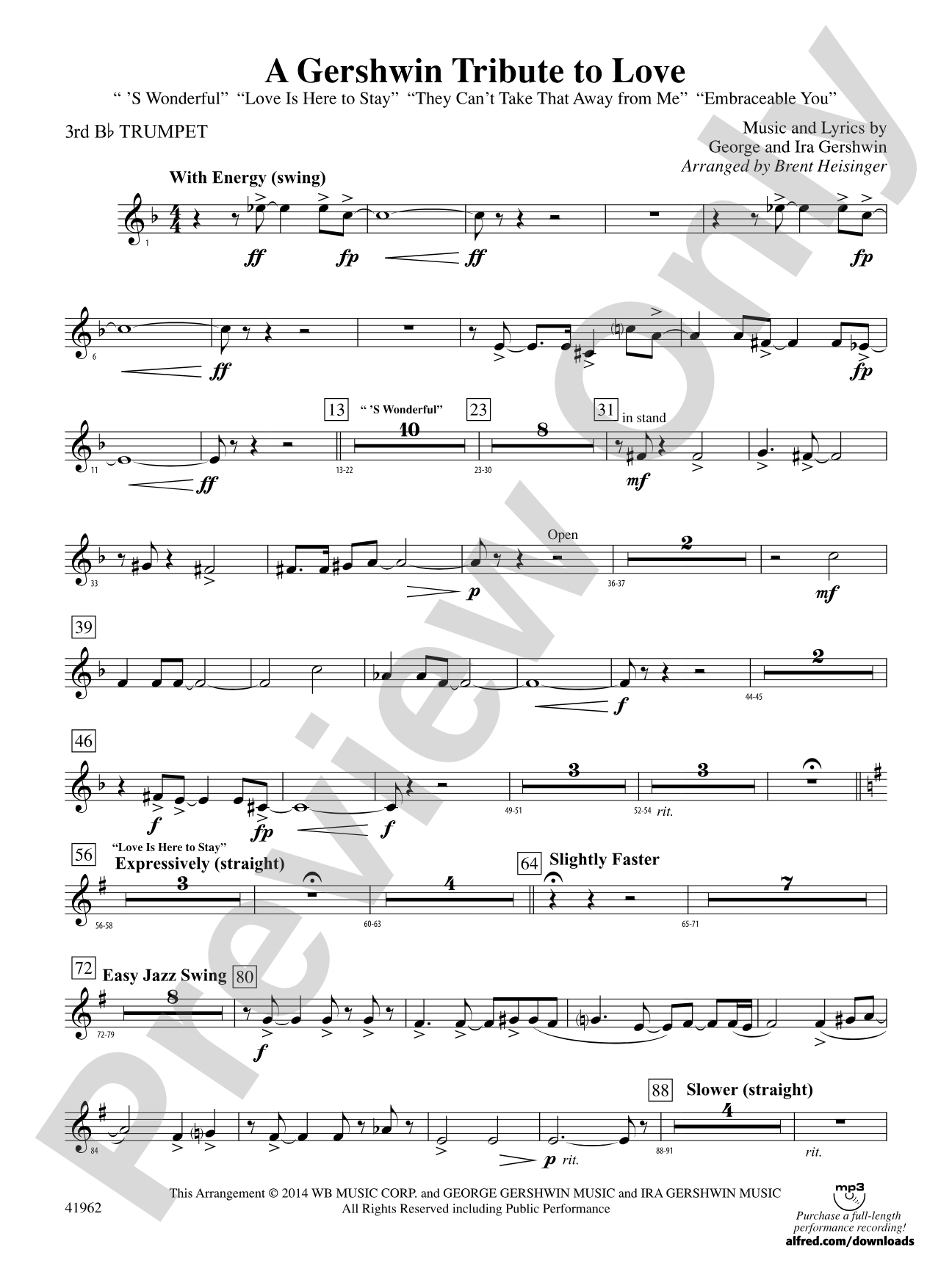 A Gershwin Tribute to Love: 3rd B-flat Trumpet
