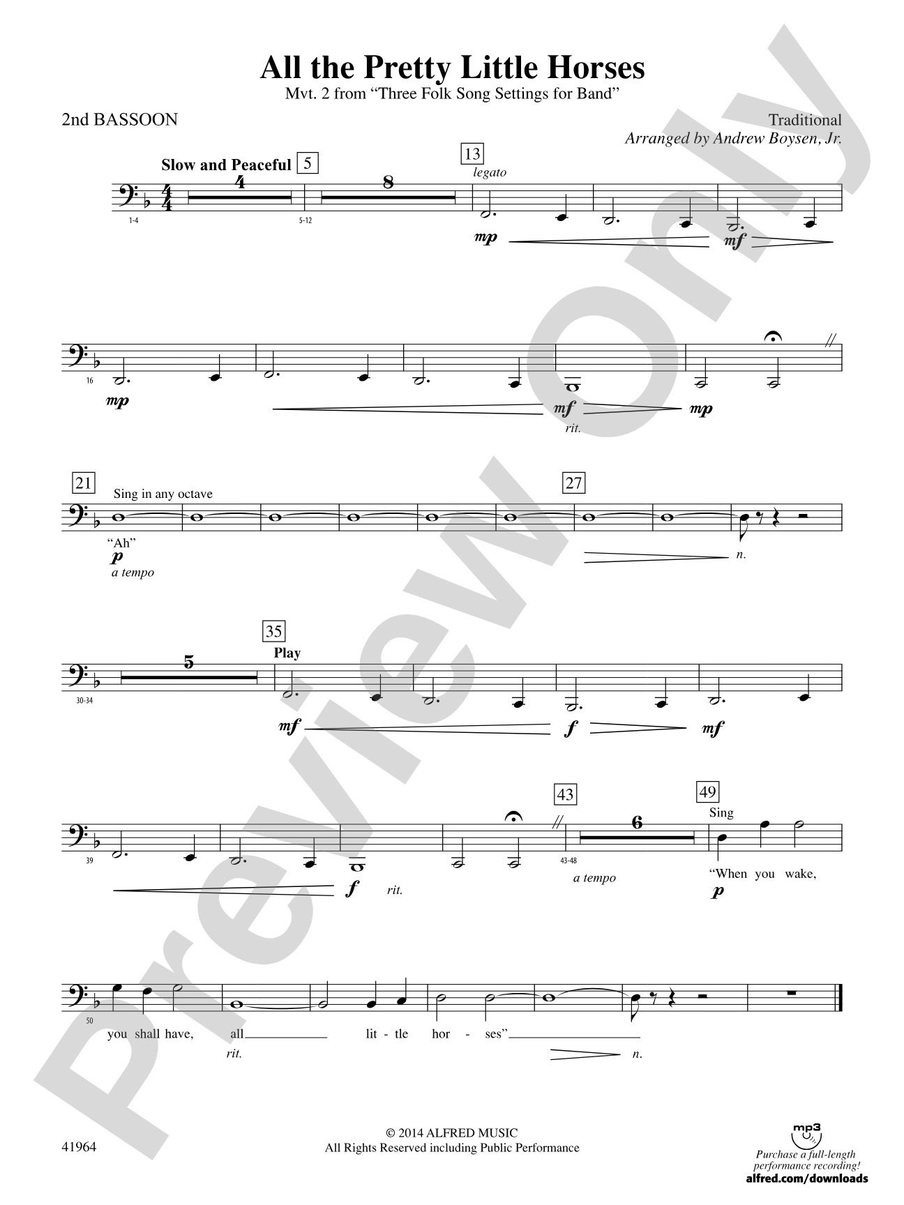 All the Pretty Little Horses: 2nd Bassoon