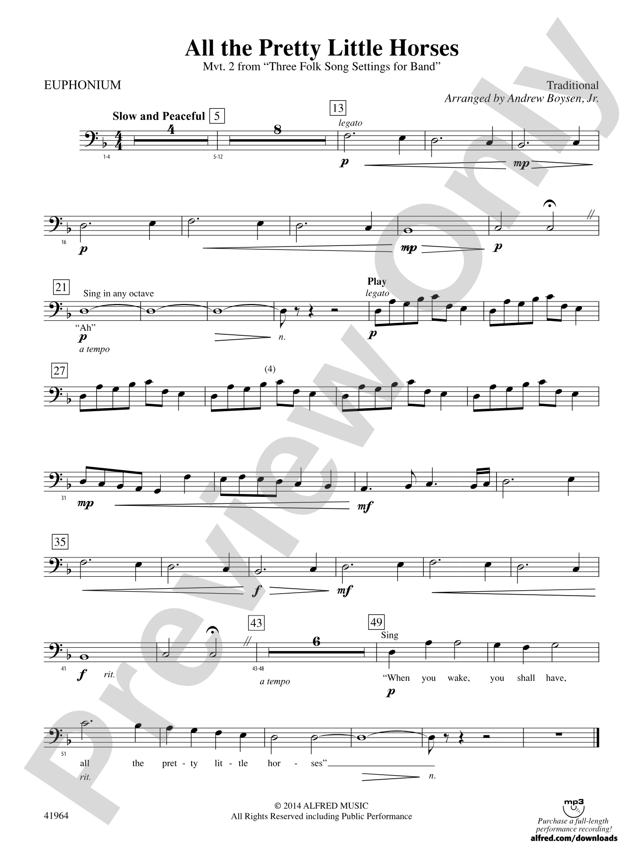 All the Pretty Little Horses: Baritone B.C.