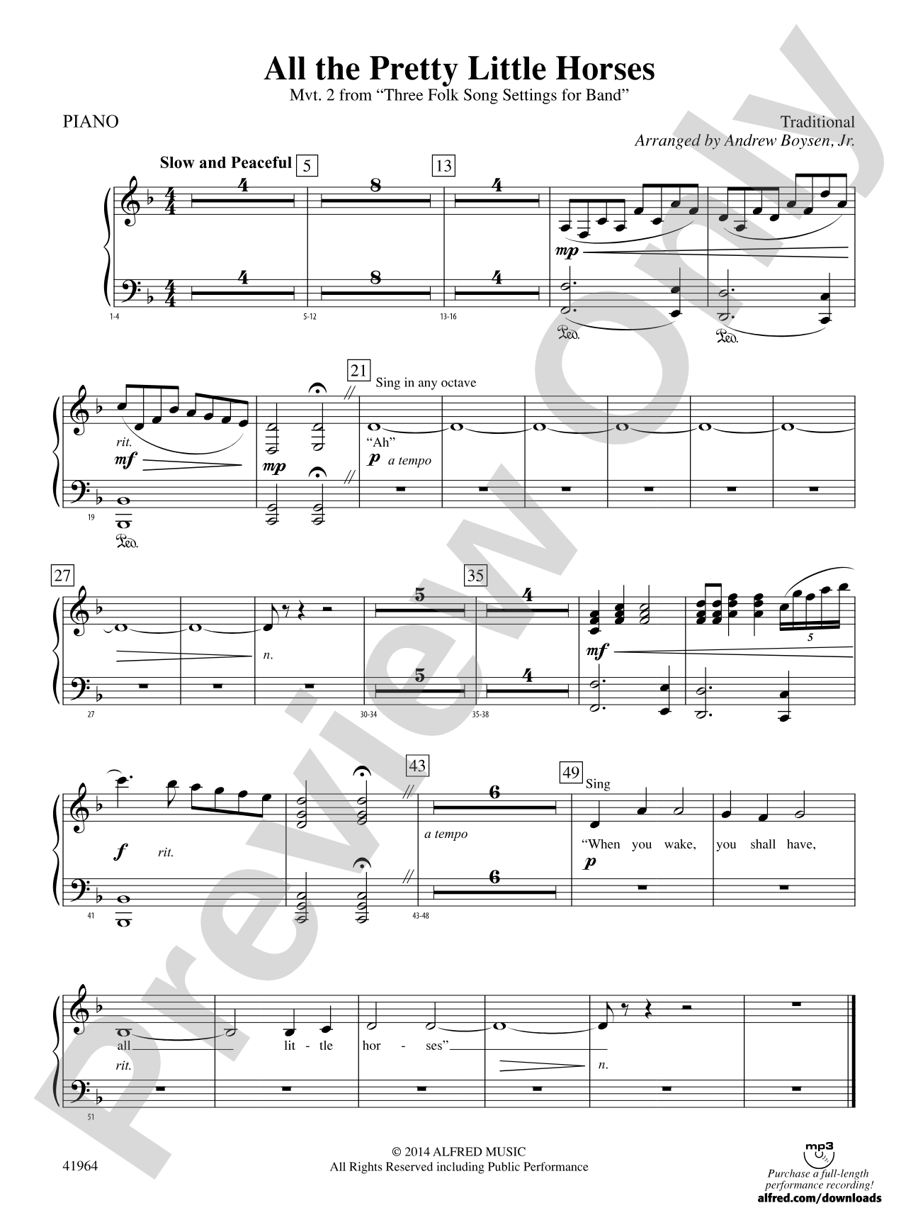 All the Pretty Little Horses: Piano Accompaniment