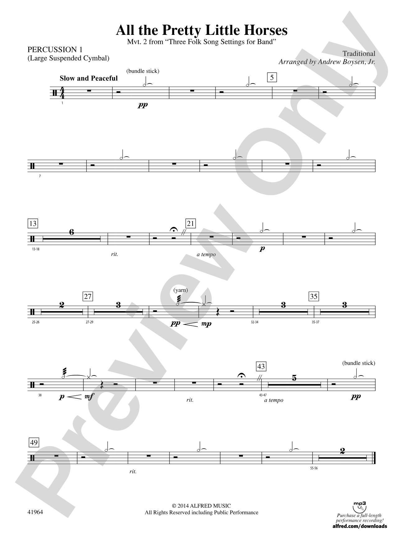 All the Pretty Little Horses: 1st Percussion