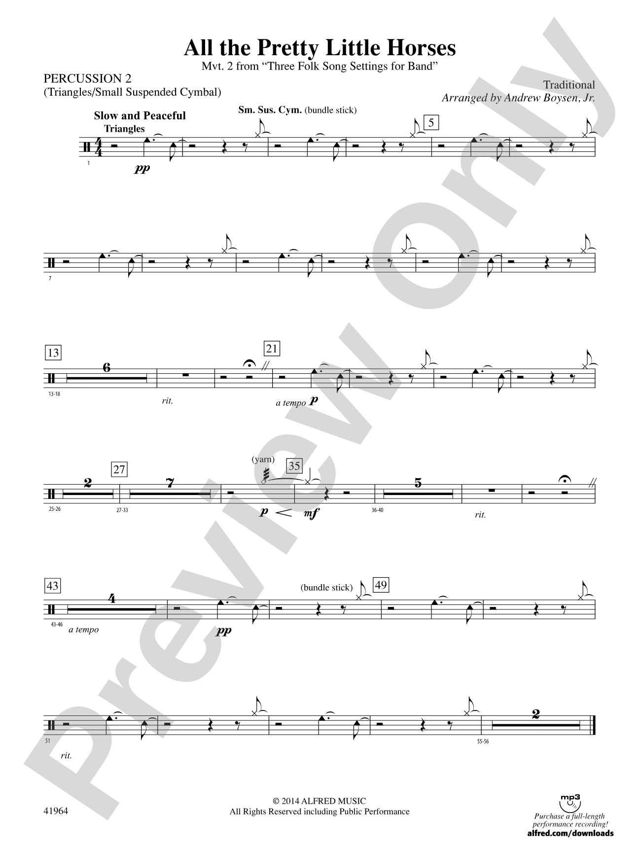 All the Pretty Little Horses: 2nd Percussion