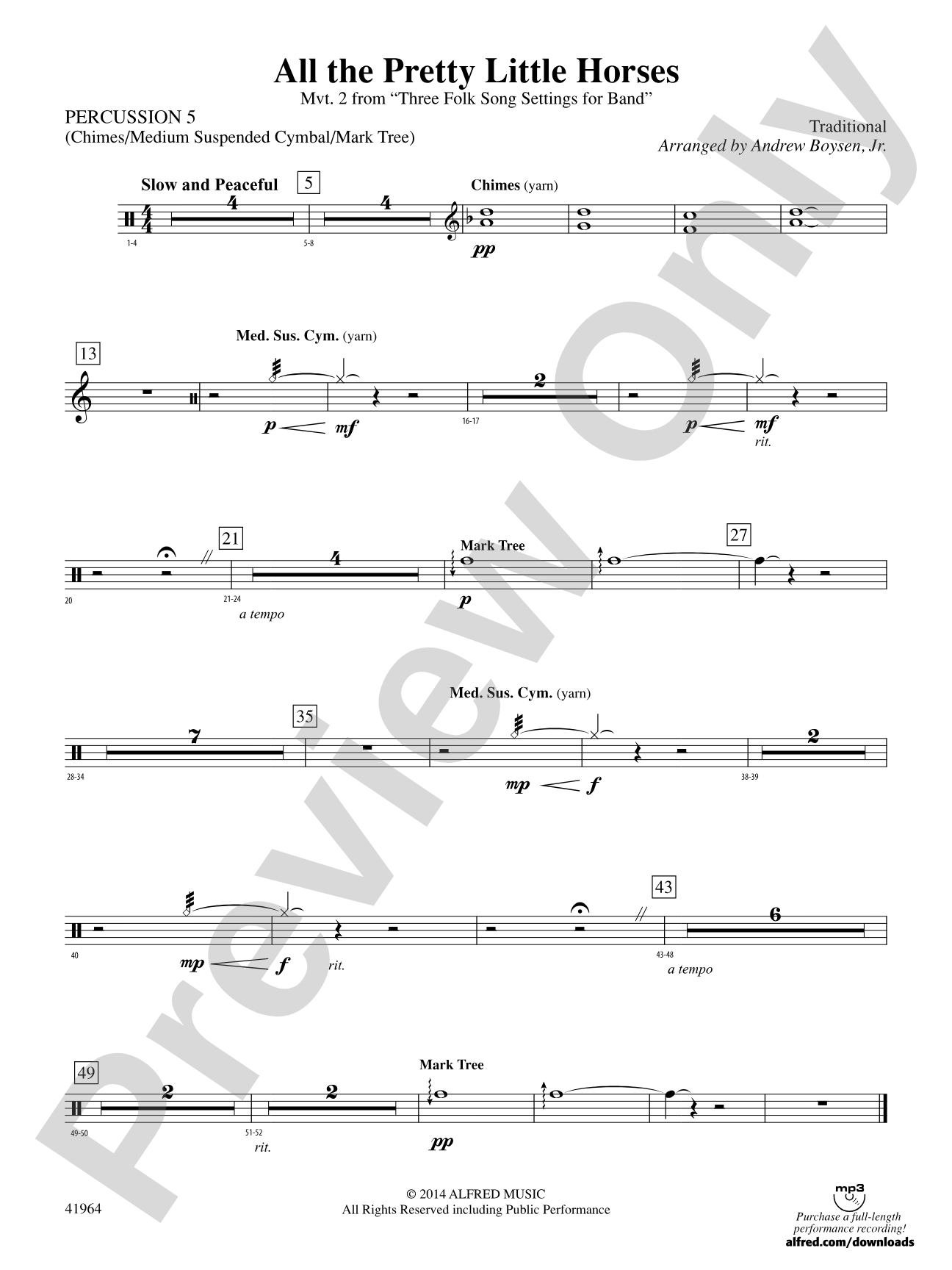 All the Pretty Little Horses: 5th Percussion