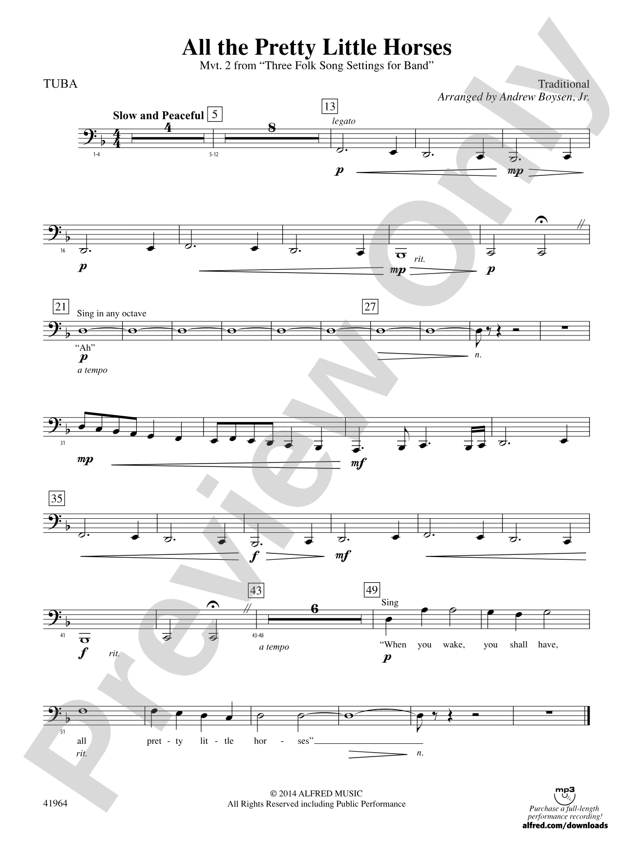 All the Pretty Little Horses: Tuba