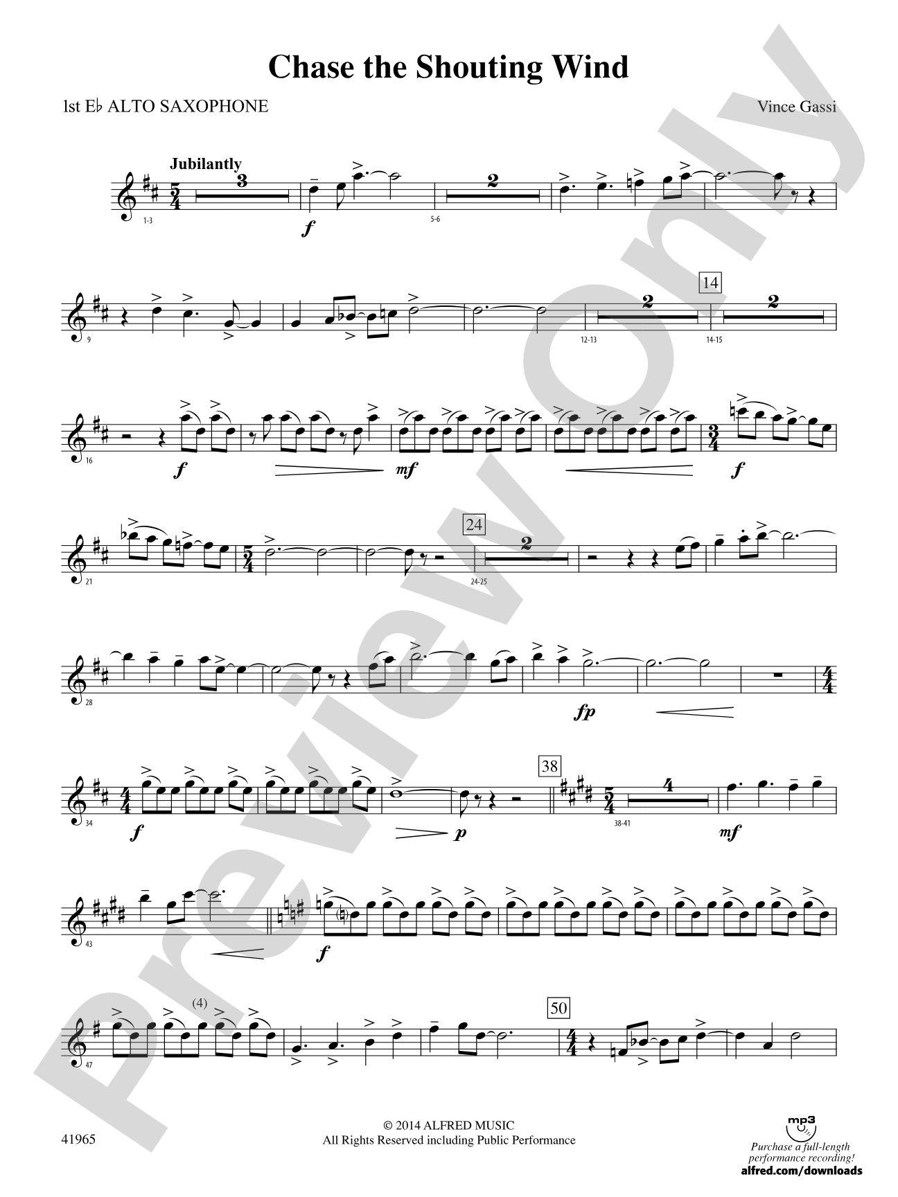 Chase the Shouting Wind: E-flat Alto Saxophone