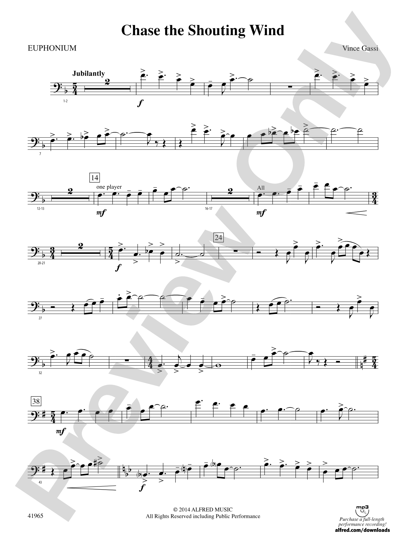 Chase the Shouting Wind: Baritone B.C.