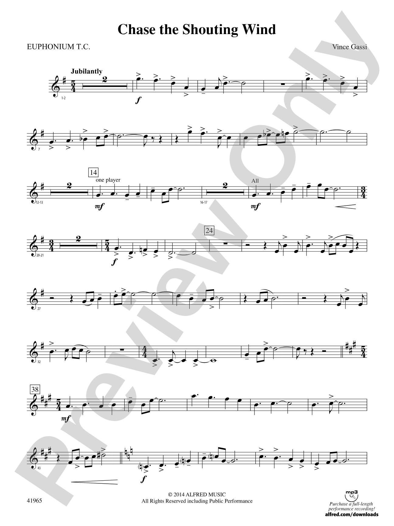Chase the Shouting Wind: Baritone T.C.