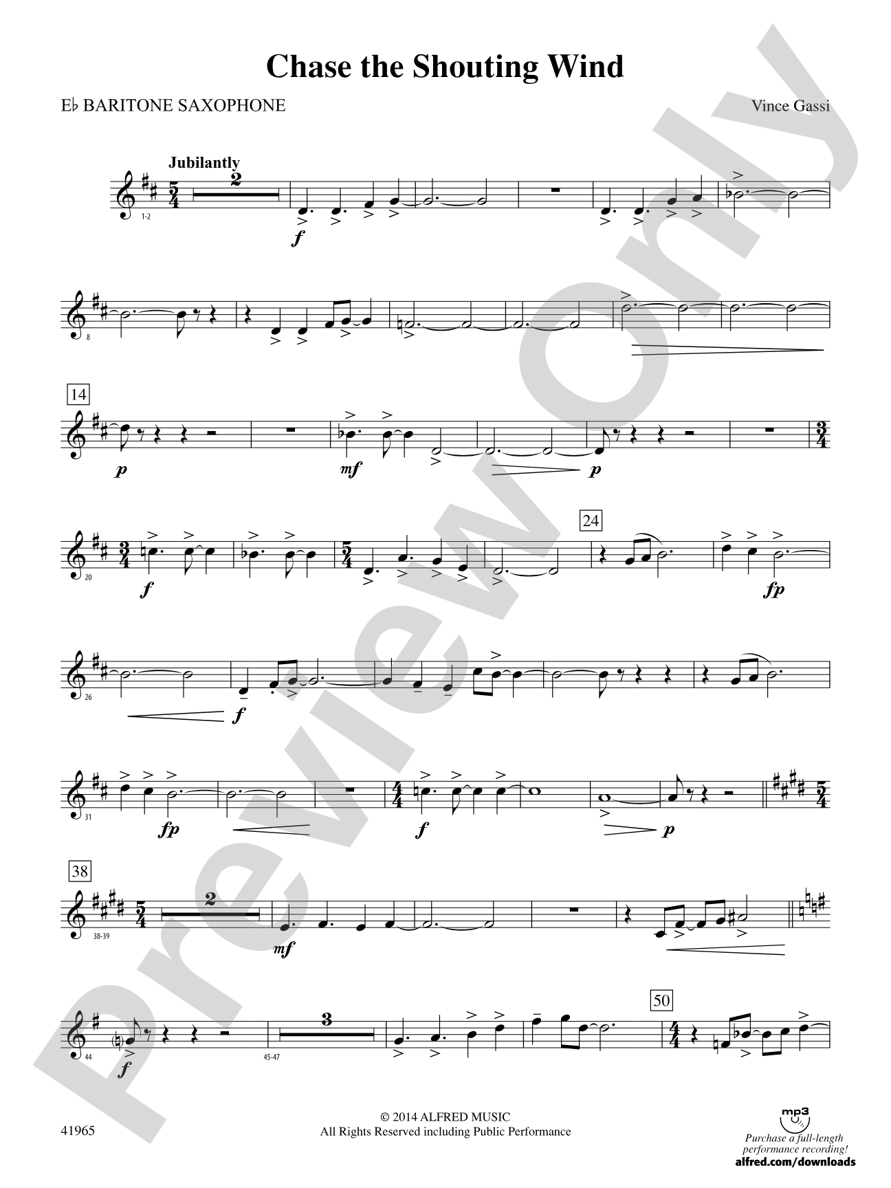 Chase the Shouting Wind: E-flat Baritone Saxophone