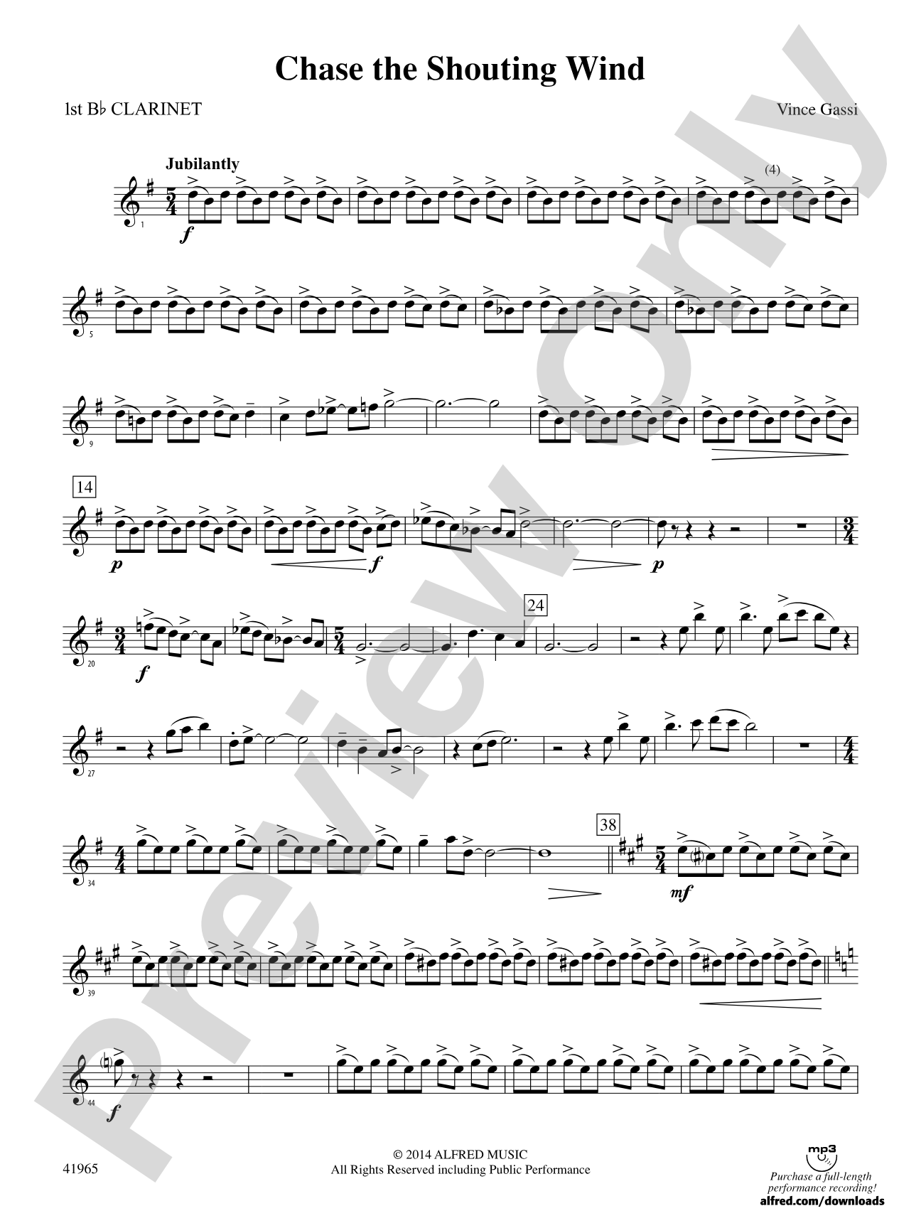 Chase the Shouting Wind: 1st B-flat Clarinet