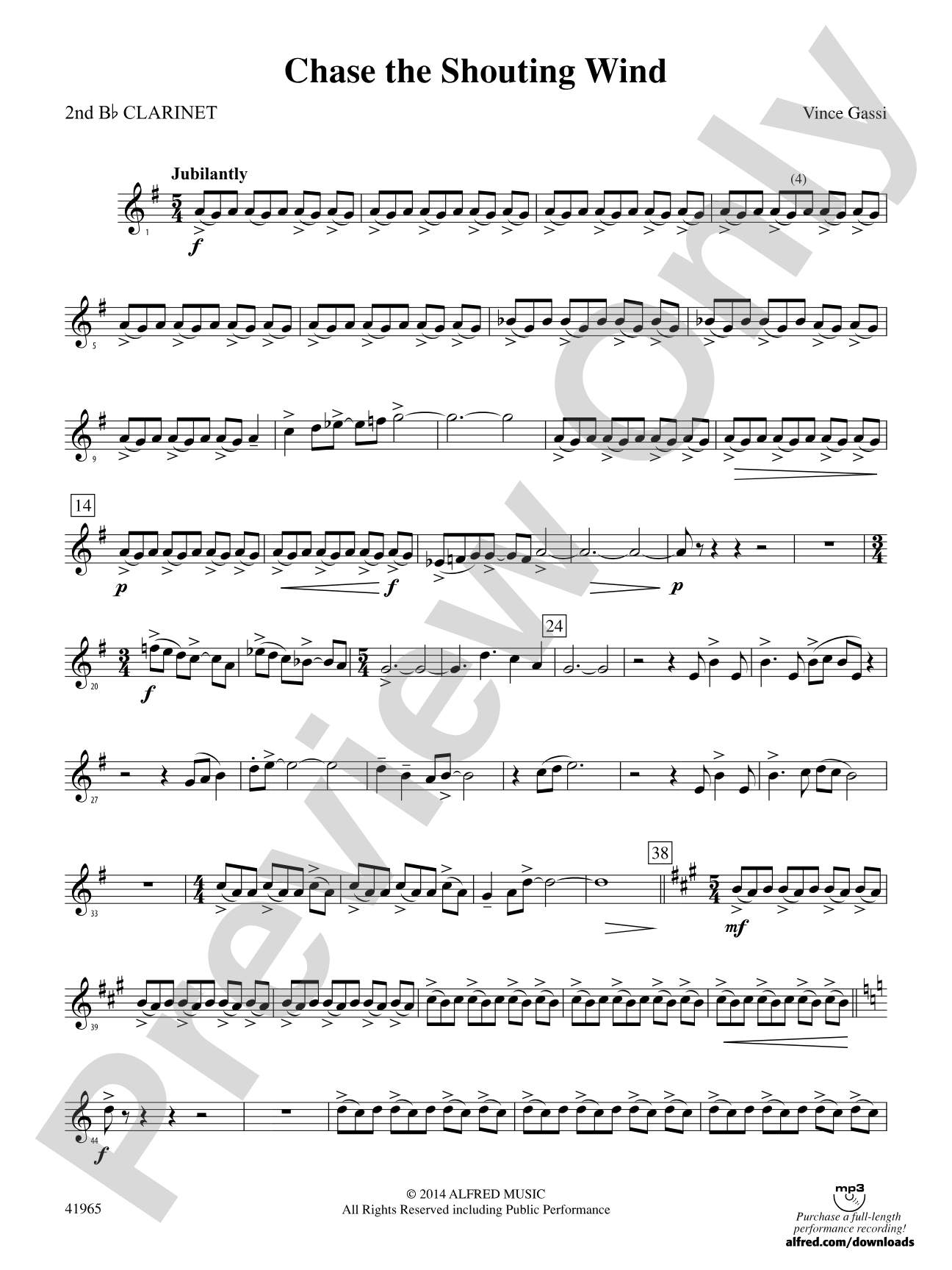 Chase the Shouting Wind: 2nd B-flat Clarinet