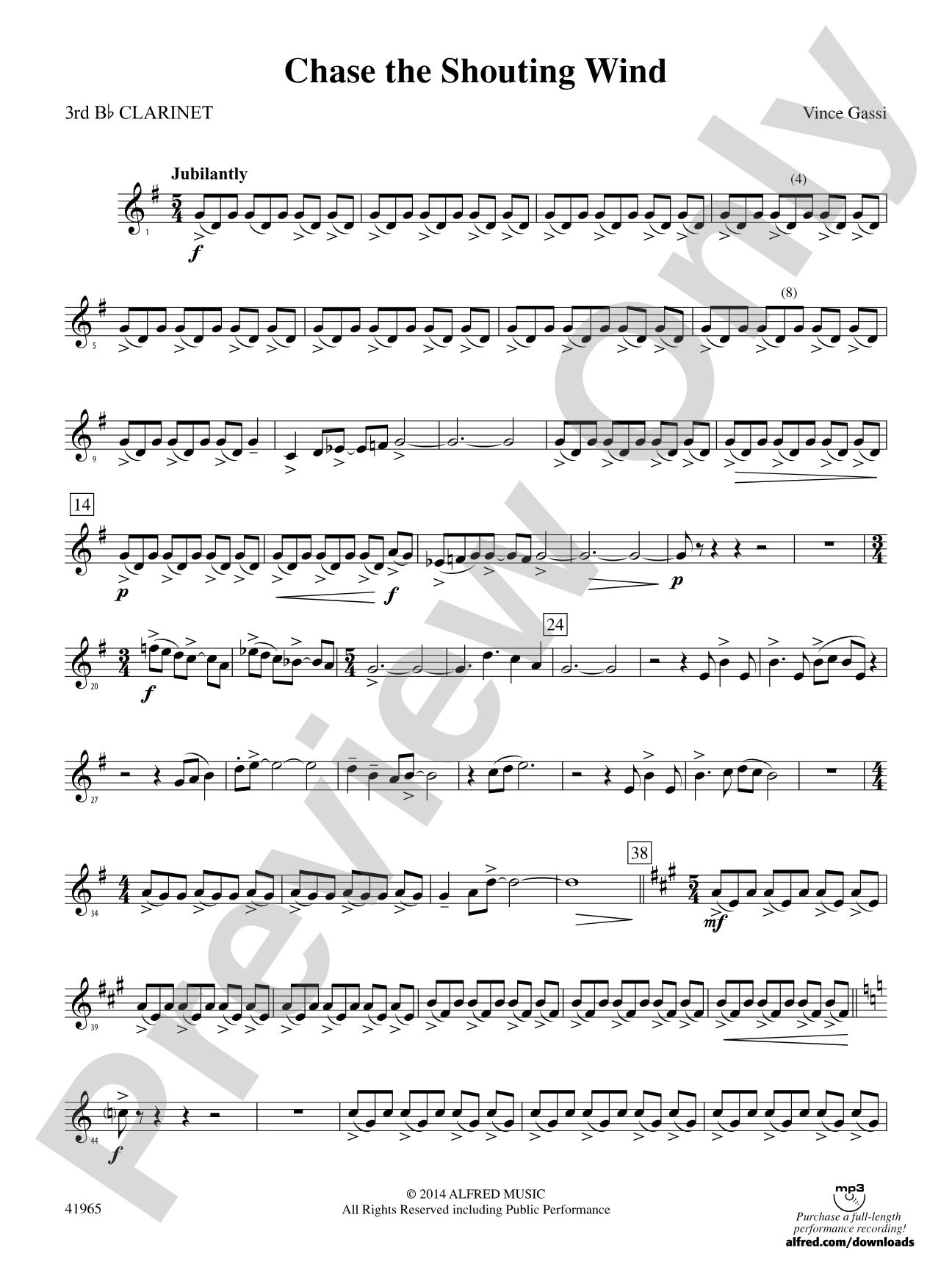 Chase the Shouting Wind: 3rd B-flat Clarinet
